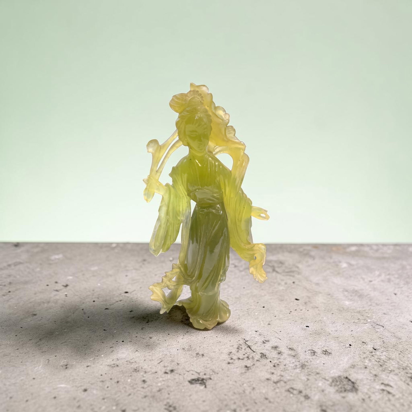 Nicely Detailed Jade or Jadeite Carved Figure: Nicely Detailed Jade or Jadeite Carved Figure. Is not marked and has not been authenticated so material is unknown. I believe one finger is missing from the left hand, or maybe it was never there... T