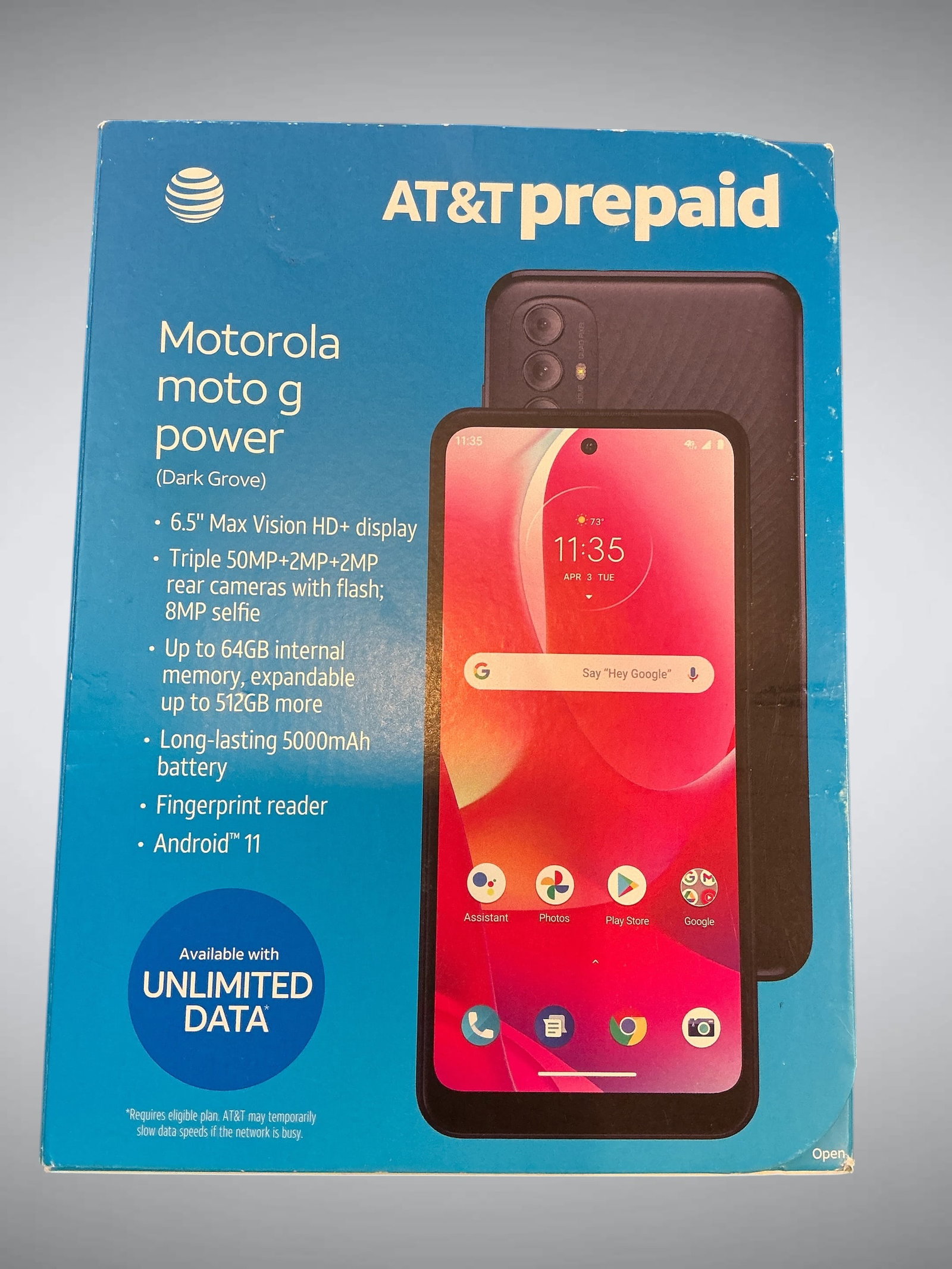 Sealed Package Motorola Moto g AT&T Prepaid Cell Phone Unlimited Data Available (1 of 2)