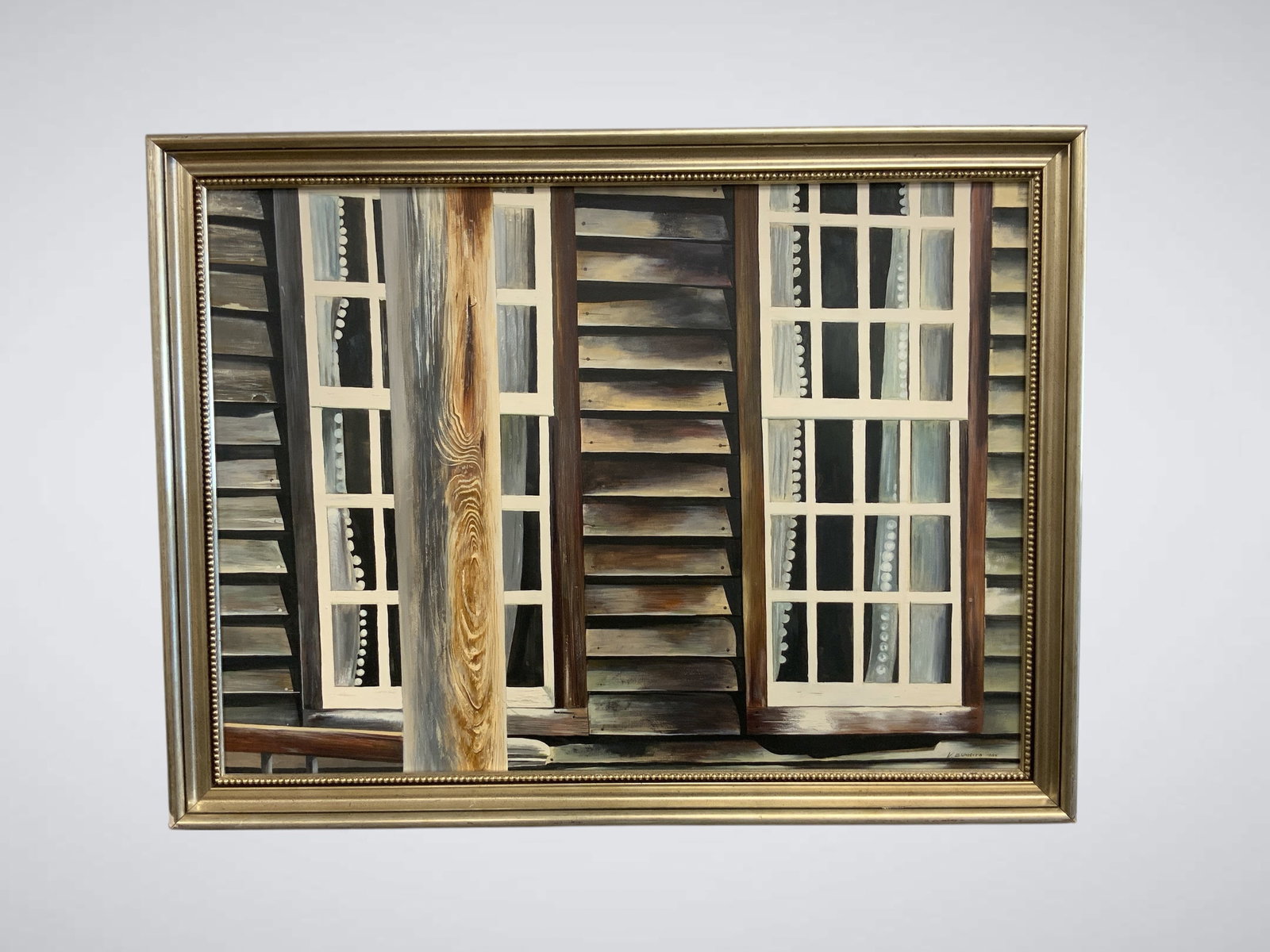 V. Esposito 1985 Paint on Board "Windows": V. Esposito 1985 Paint on Board "Windows". 25" x 33". .>>>>>>>>>>>>>>READ—-READ—-READ—-Shipping for this lot is available ONLY THROUGH LIVEAUCTIONEERS/LIVESHIPPING. We advise all bidders to obta