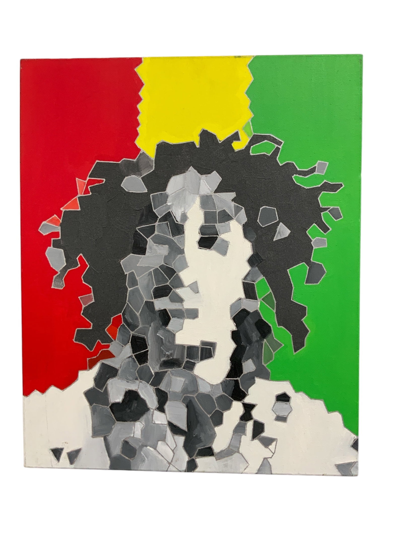 Mosaic Style Portrait of Bob Marley Attributed to Street Artist Mr. Brainwash: Mosaic Style Portrait of Bob Marley Attributed to Street Artist Mr. Brainwash. 19 3/4" x 24". .>>>>>>>>>>>>>>READ—-READ—-READ—-Shipping for this lot is available ONLY THROUGH LIVEAUCTIONEERS/LIV
