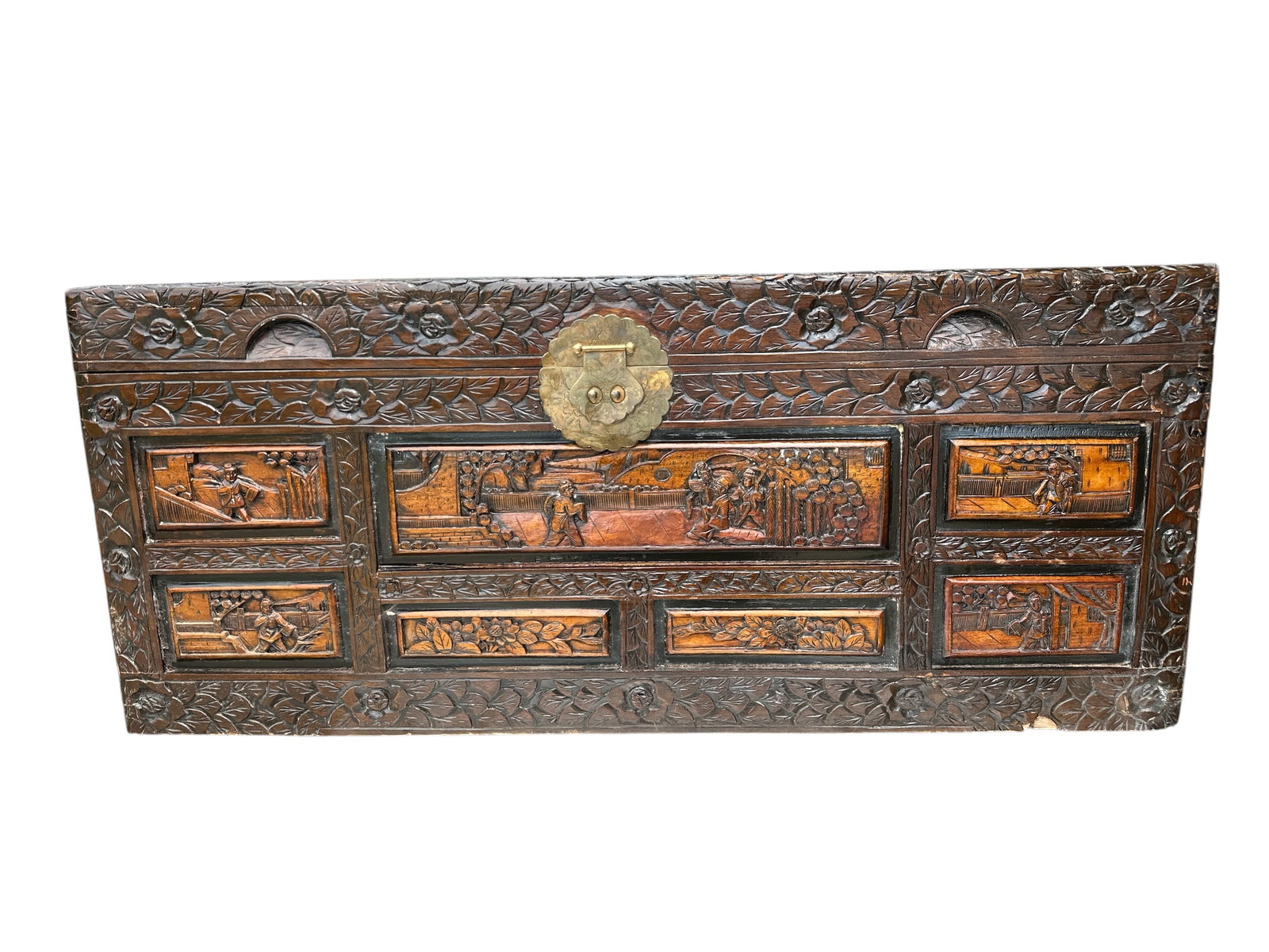 Vintage Handcarved Camphor Wood(prob) Chest (1 of 9)