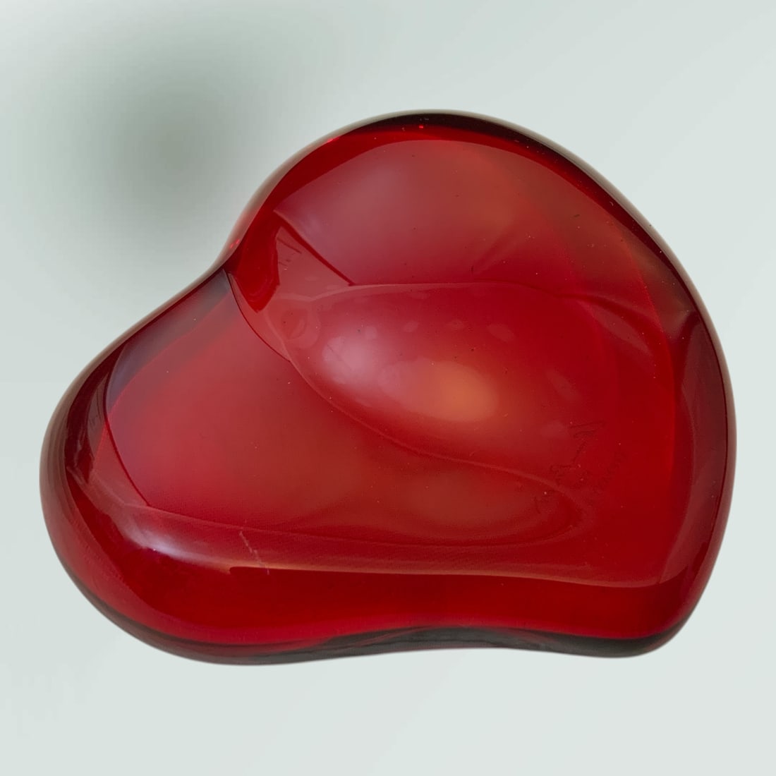 Tiffany & CO. Red Crystal Heart Paperweight by Elsa Peretti (1 of 4)
