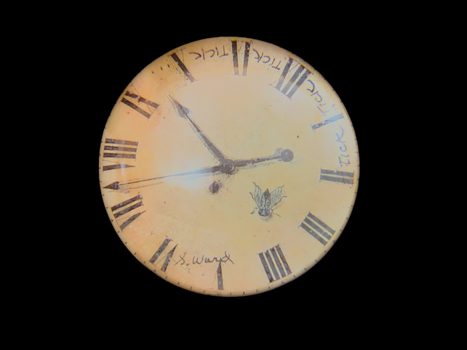 Glass Paperweight "Time Flies" Signed S. Ward (1 of 4)