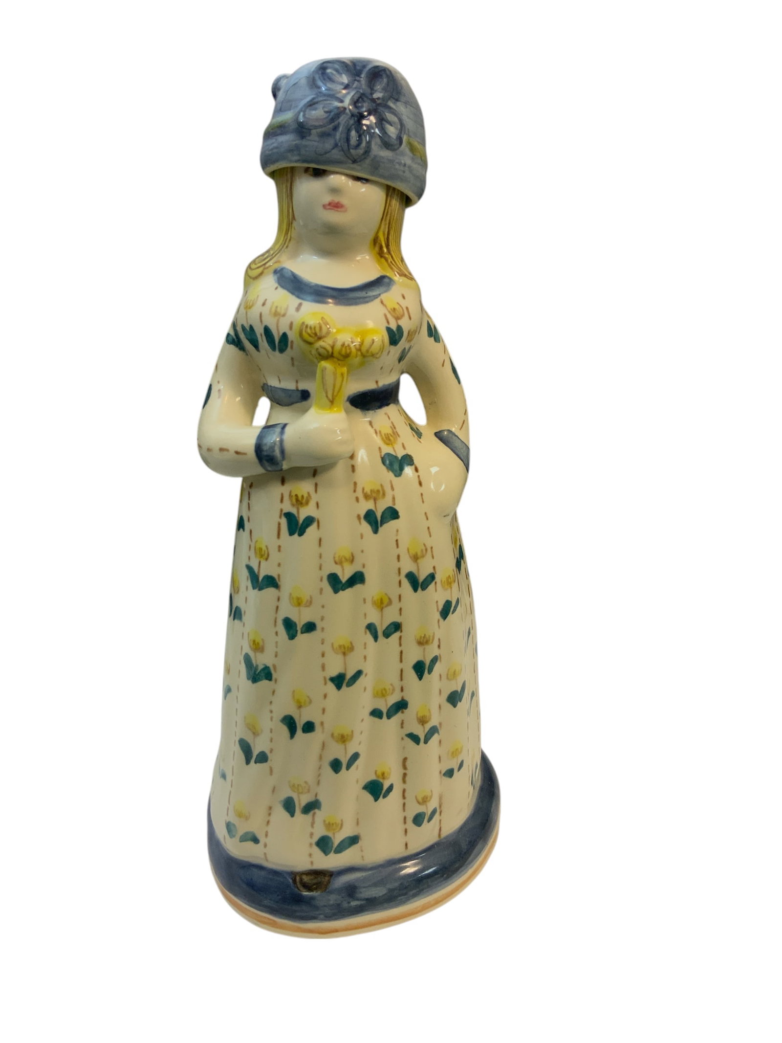 Potergil Porcelain Lady in Dress and Hat Porcelain Decanter: Potergil Porcelain Lady in Dress and Hat Porcelain Decanter. Handpainted and in excellent condition. 12" tall, 5" diameter. .>>>>>>>>>>>>>>READ—-READ—-READ—-Shipping for this lot is available ON