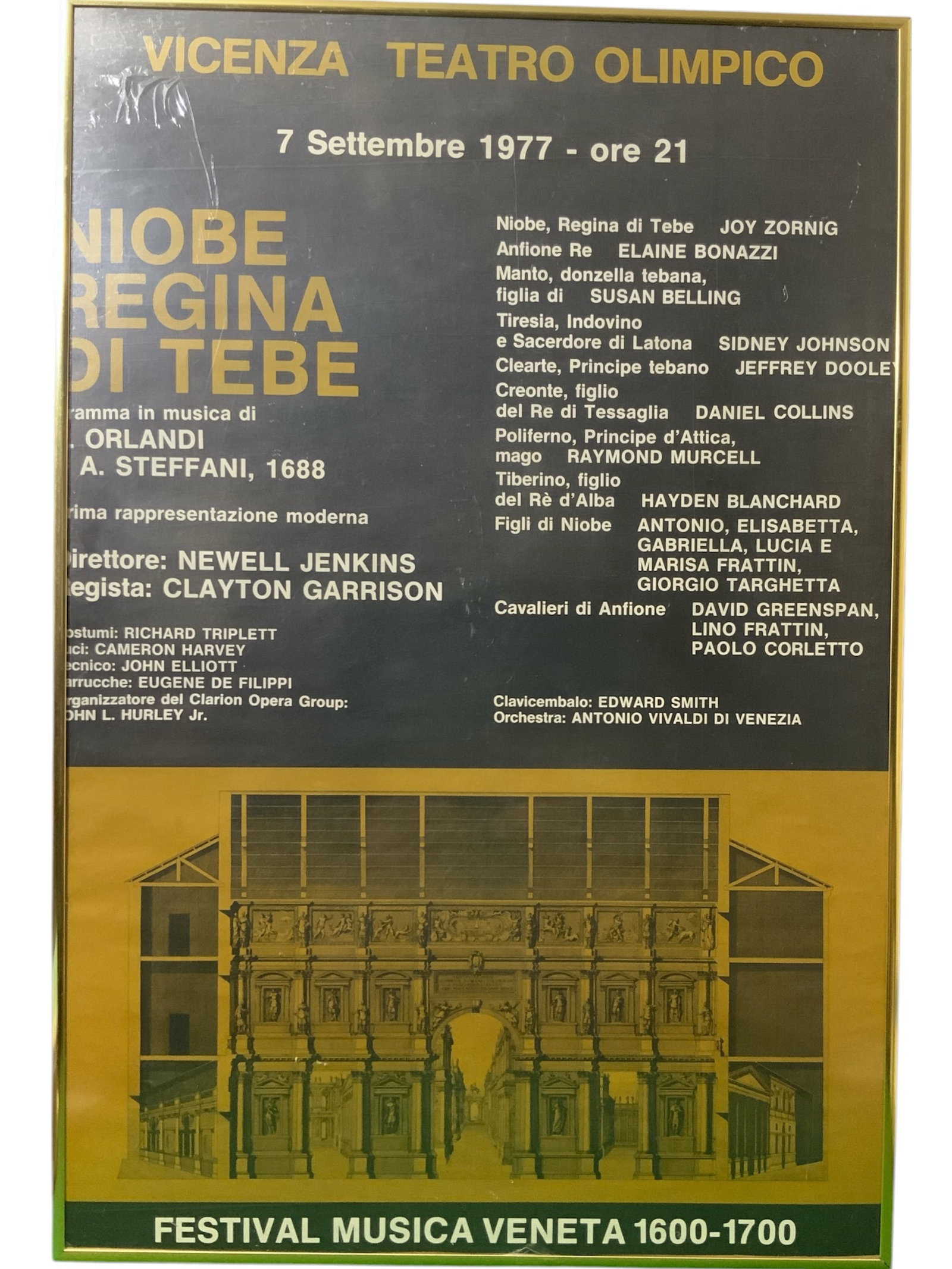 Framed Opera Poster Vincenza Teatro Olimpico NIOBE, REGINA di TEBE 1977 (1 of 3)