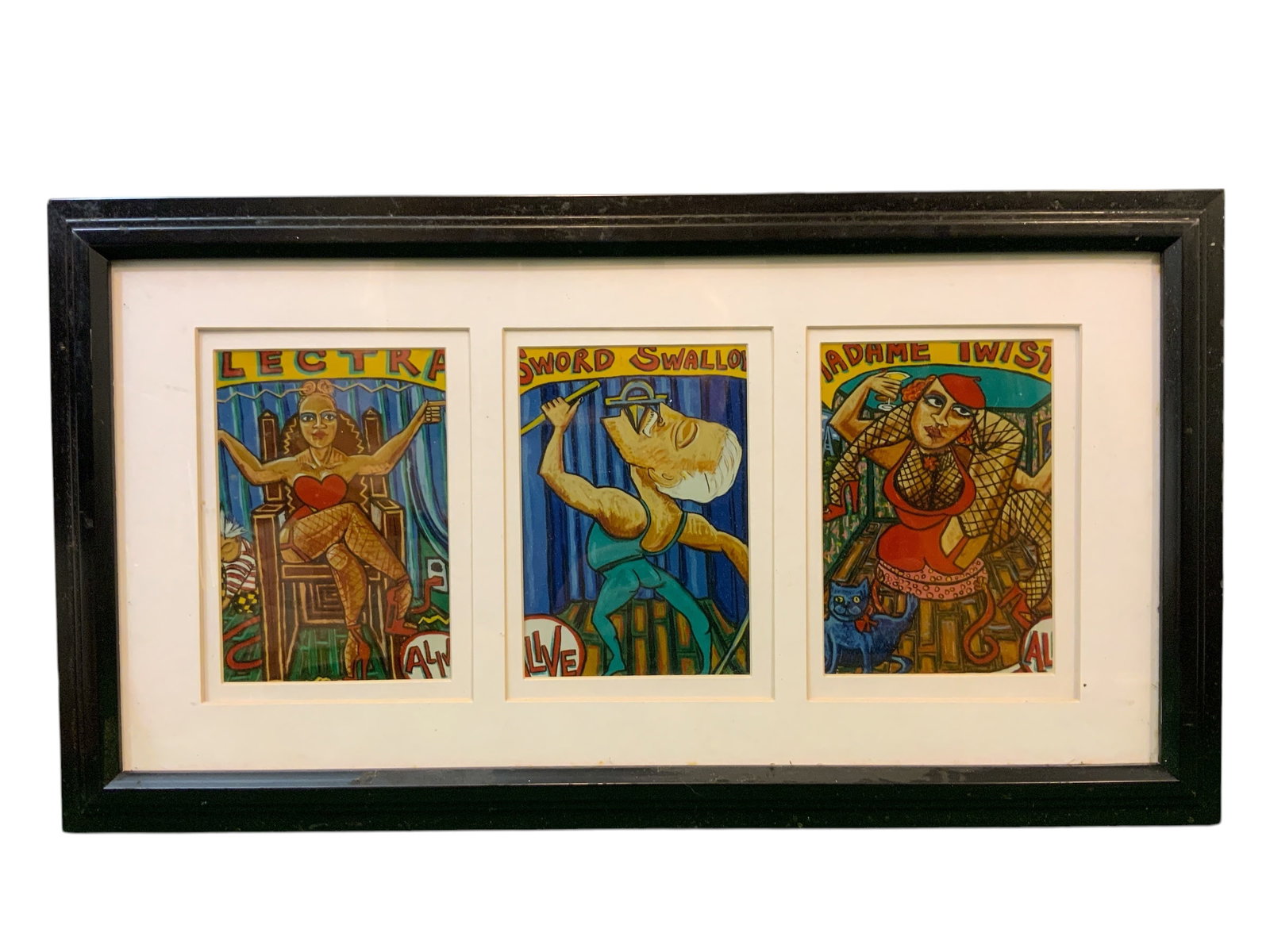 Framed Triptych: Circus / Carnival Performers Marie Roberts(attrib.) (1 of 3)