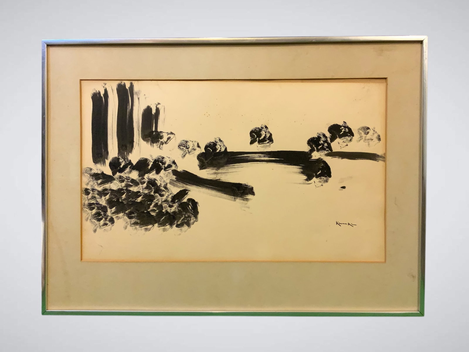 Framed Matted Ink Drawing Signed: Framed Matted Ink Drawing Signed. No glass. 18 1/4" x 25 1/4". .>>>>>>>>>>>>>>READ----READ----READ----Shipping for this lot is available ONLY THROUGH LIVEAUCTIONEERS/LIVESHIPPING. We advise all bidder