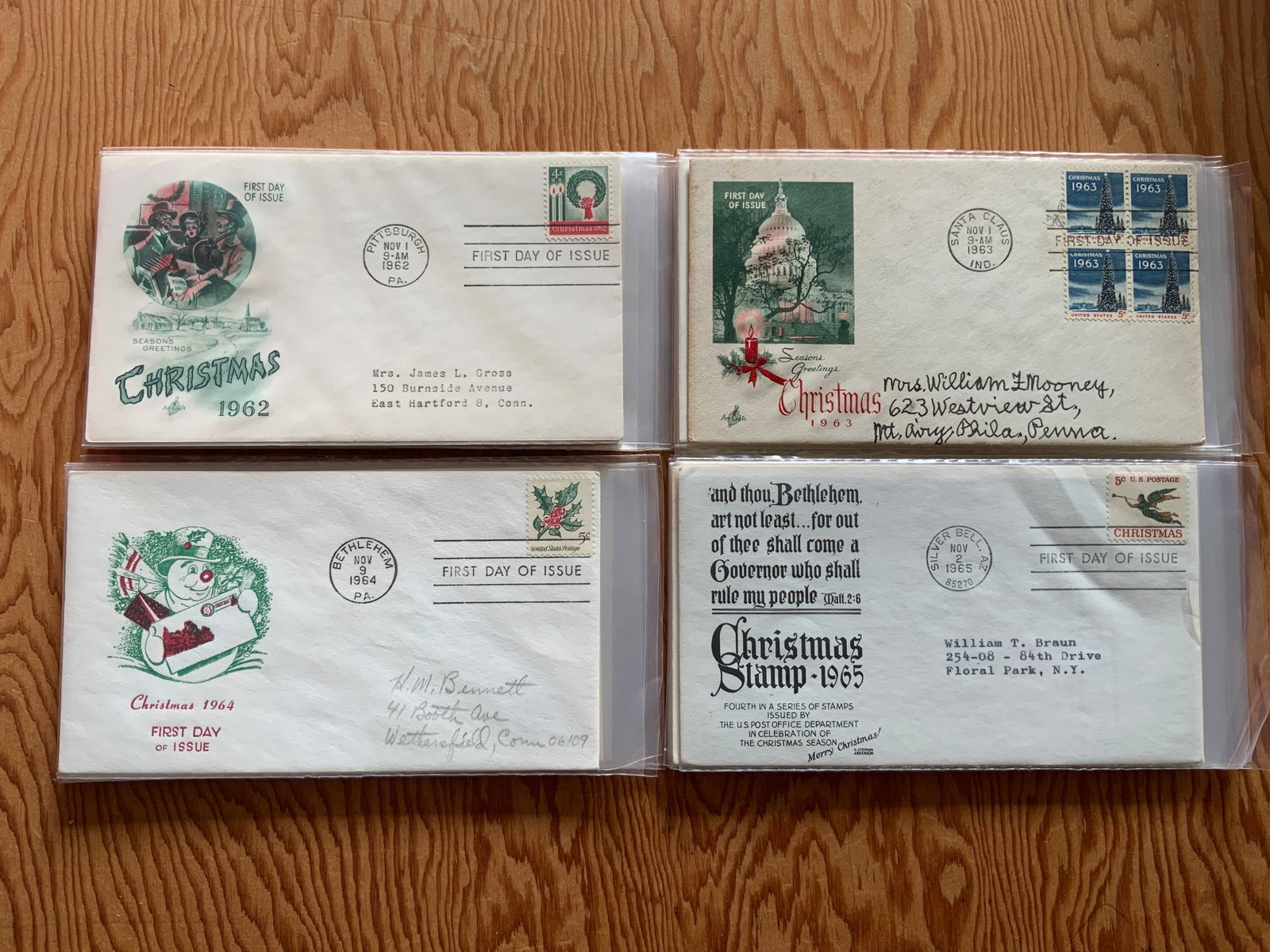 FDC Christmas 1962-1994 Random Selection from Each Year First Day of Issue Covers: FDC Christmas 1962-1994 Random Selection from Each Year First Day of Issue Covers. . UNGRADED. ANY PENCIL OR INK MARKS HAVE UNKNOWN SIGNIFICANCE AND ARE BY A PREVIOUS OWNER - NOT BY AUCTION STAFF.ALL 