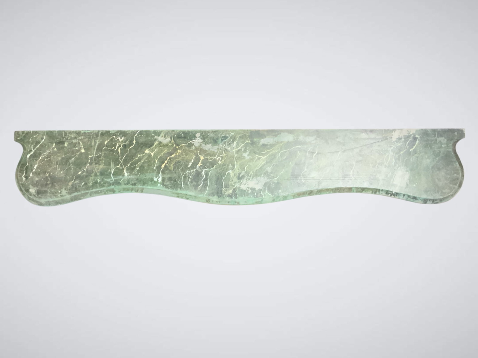 Green Marble Mantel: Green Marble Mantel. 54" long, 9 1/4" wide, 1"thick. .>>>>>>>>>>>>>>READ----READ----READ----Shipping for this lot is available ONLY THROUGH LIVEAUCTIONEERS/LIVESHIPPING. We advise all bidders to obtai