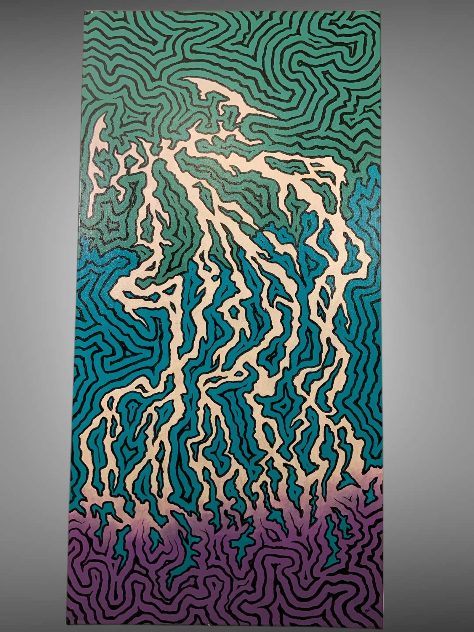 Paint on Canvas Antonio Nuvoli LAMP'EDUSA(JELLYLIGHTNINGFISH) Signed w/provenance: Paint on Canvas Antonio Nuvoli LAMP'EDUSA(JELLYLIGHTNINGFISH) Signed w/provenance. 23 1/2" x 47". .>>>>>>>>>>>>>>READ----READ----READ----Shipping for this lot is available ONLY THROUGH LIVEAUCTIONEERS