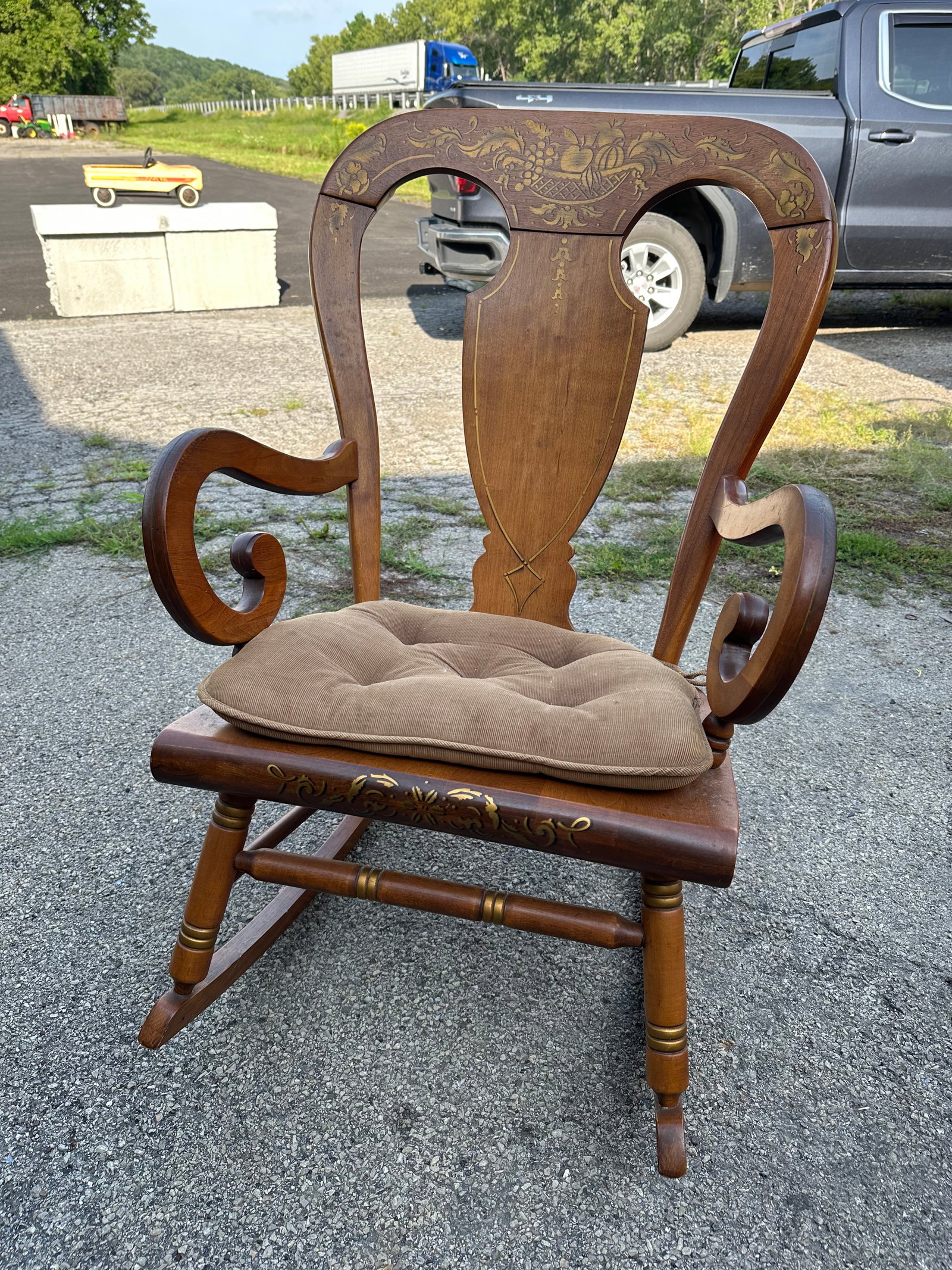 Vintage Balloon-Back Wooden Rocker (1 of 9)