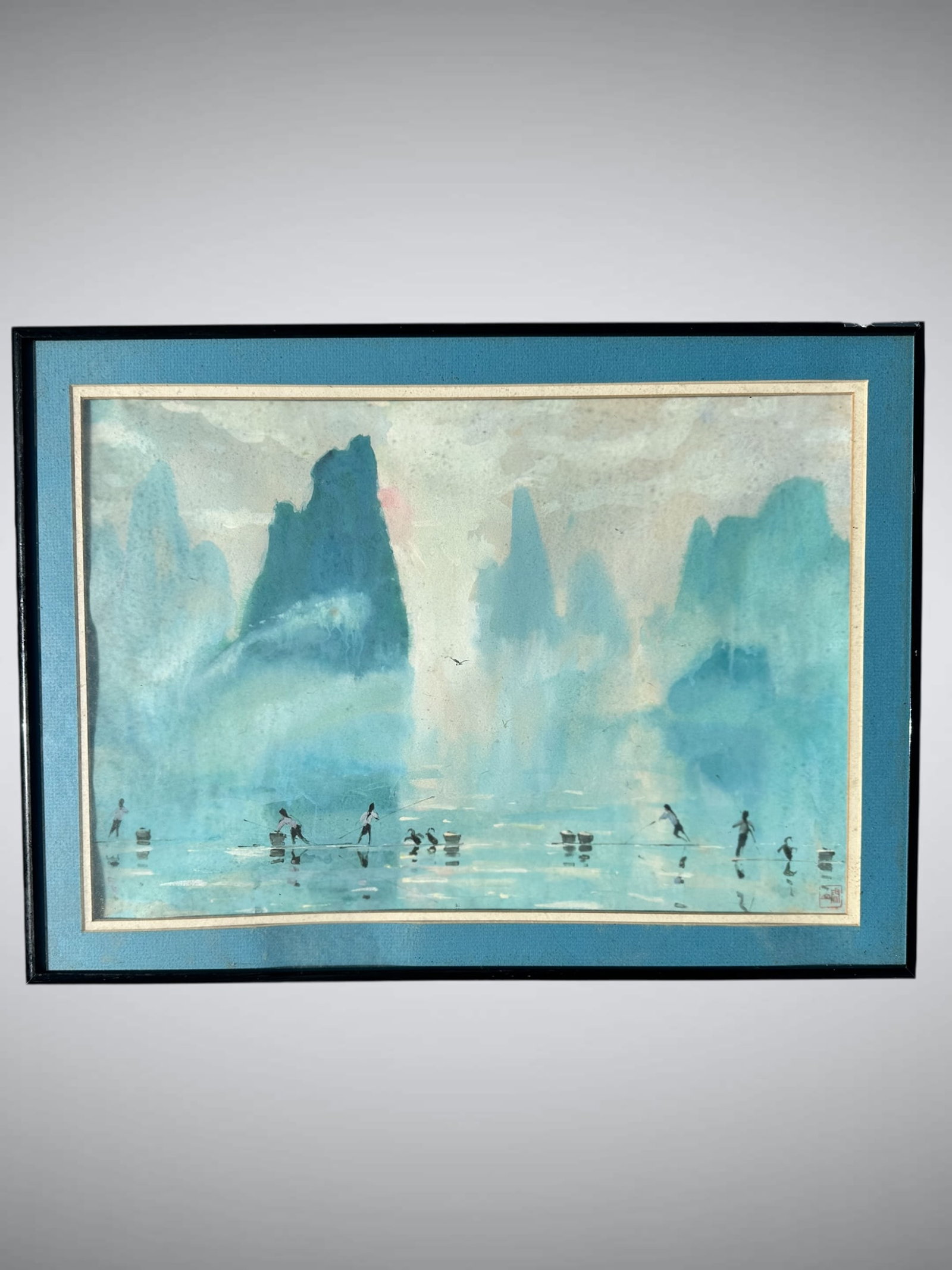 Vintage Framed Asian Watercolor(?) (1 of 4)