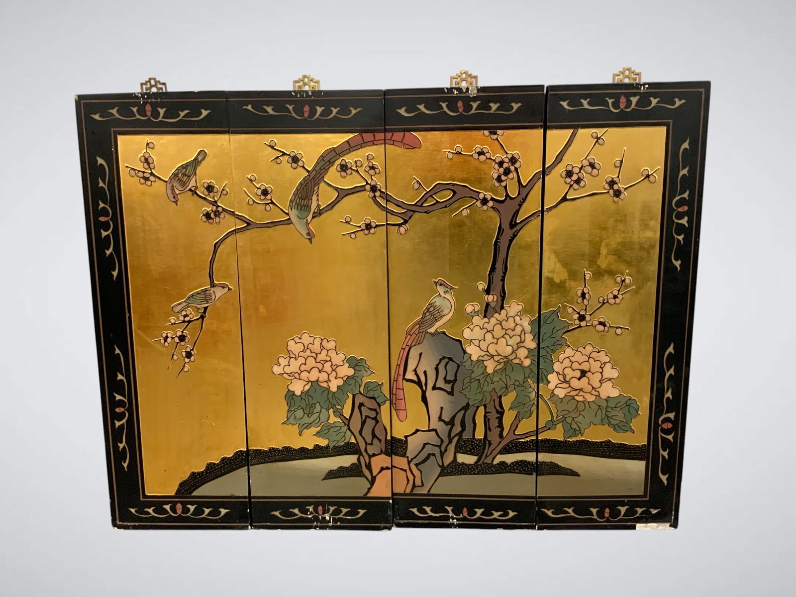 4pc set Asian Wall Panel Art: 4pc set Asian Wall Panel Art. 3/4" x 12" x 36"each panel. ..>>>>>>>>>>>>>>READ----READ----READ----Shipping for this lot is available ONLY THROUGH LIVEAUCTIONEERS/LIVESHIPPING. We advise all bidders to
