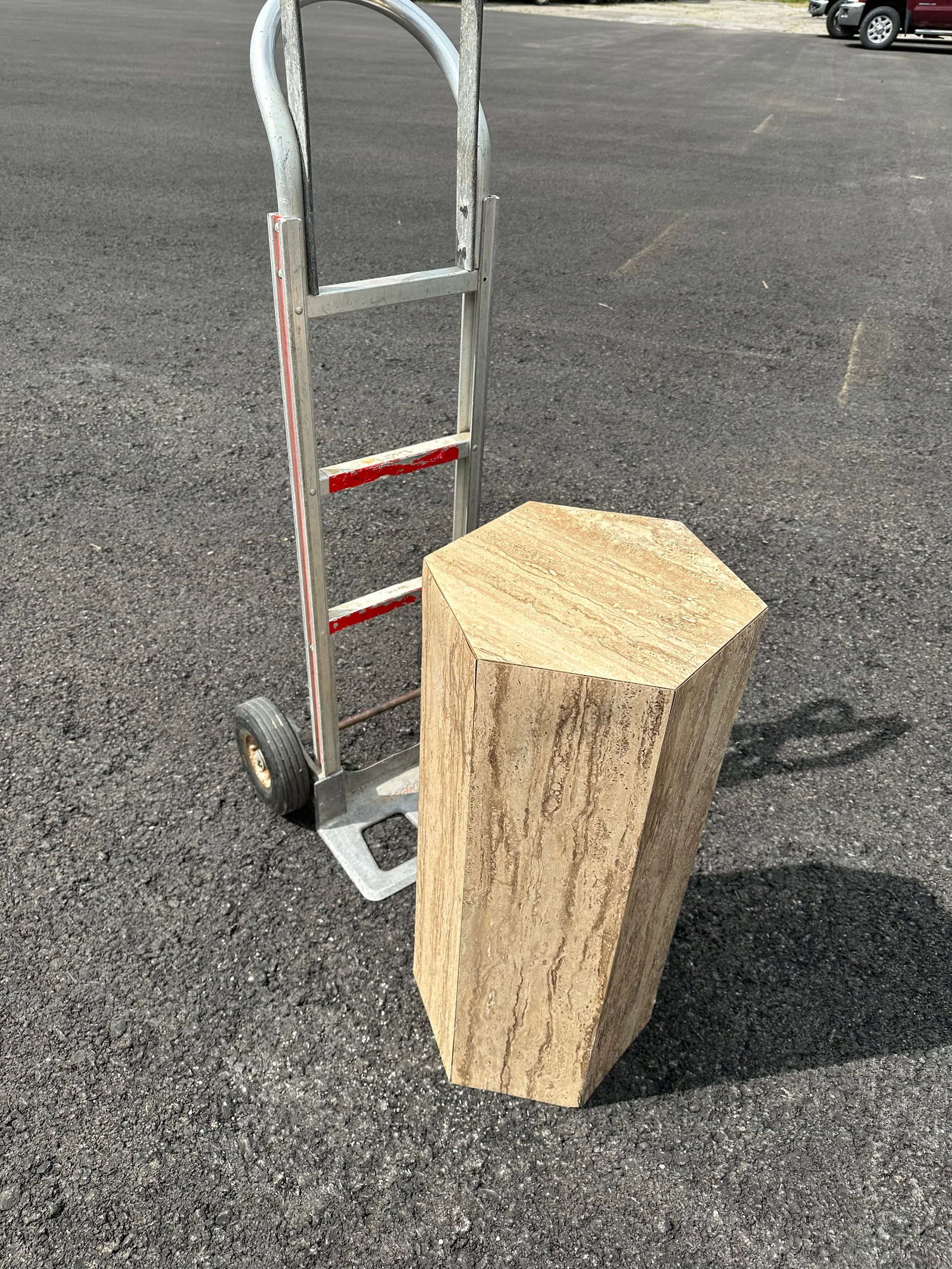 Vintage Laminate-covered Hexagonal Wooden Lamp Pedestal (1 of 4)