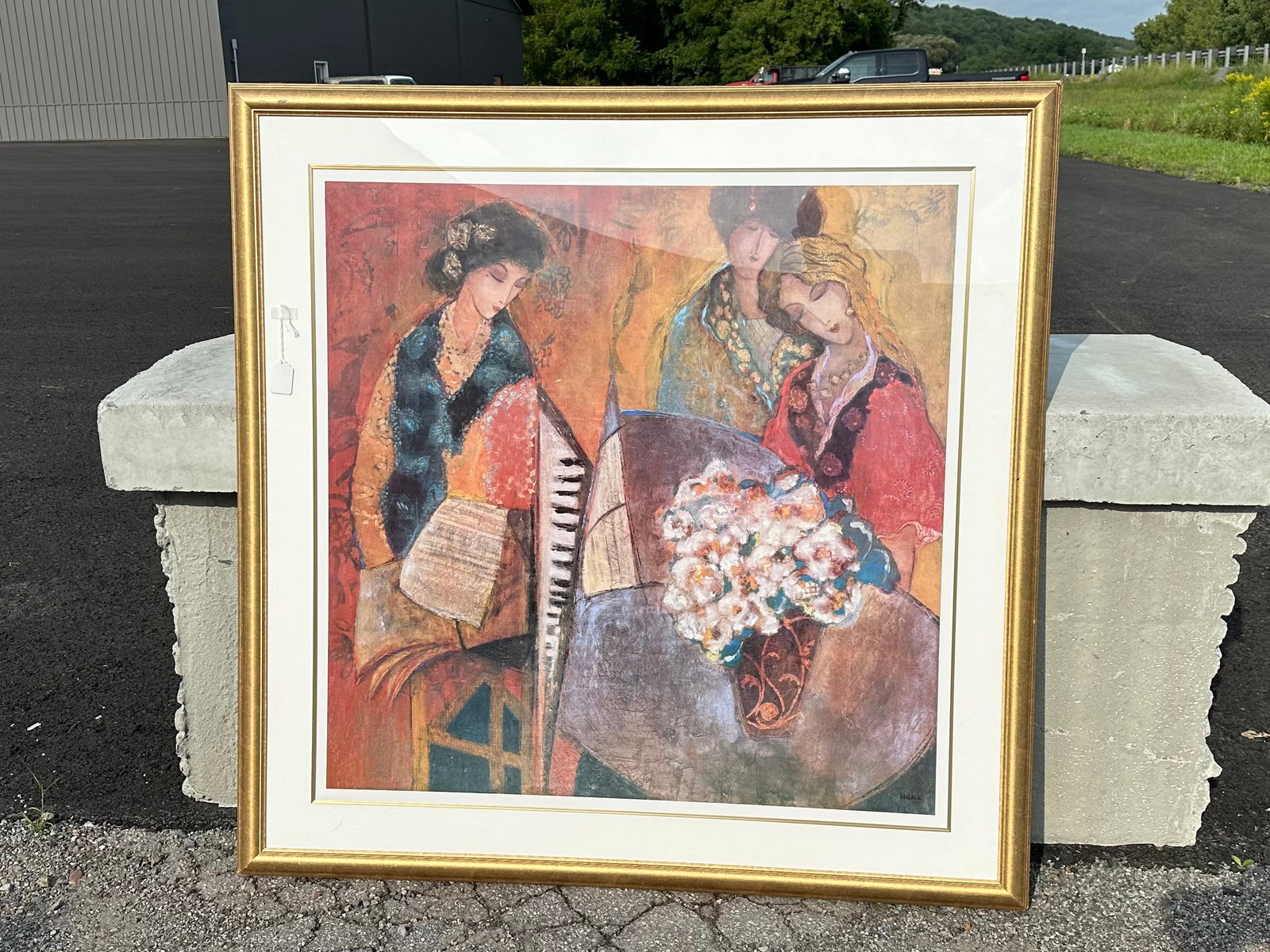 Large Framed Print: Three Women in Bright Colors with Some Abstract Elements: Large Framed Print: Three Women in Bright Colors with Some Abstract Elements. Hollack. 49 1/2”square. .>>>>>>>>>>>>>>READ----READ----READ----Shipping for this lot is available ONLY THROUGH LIVEA