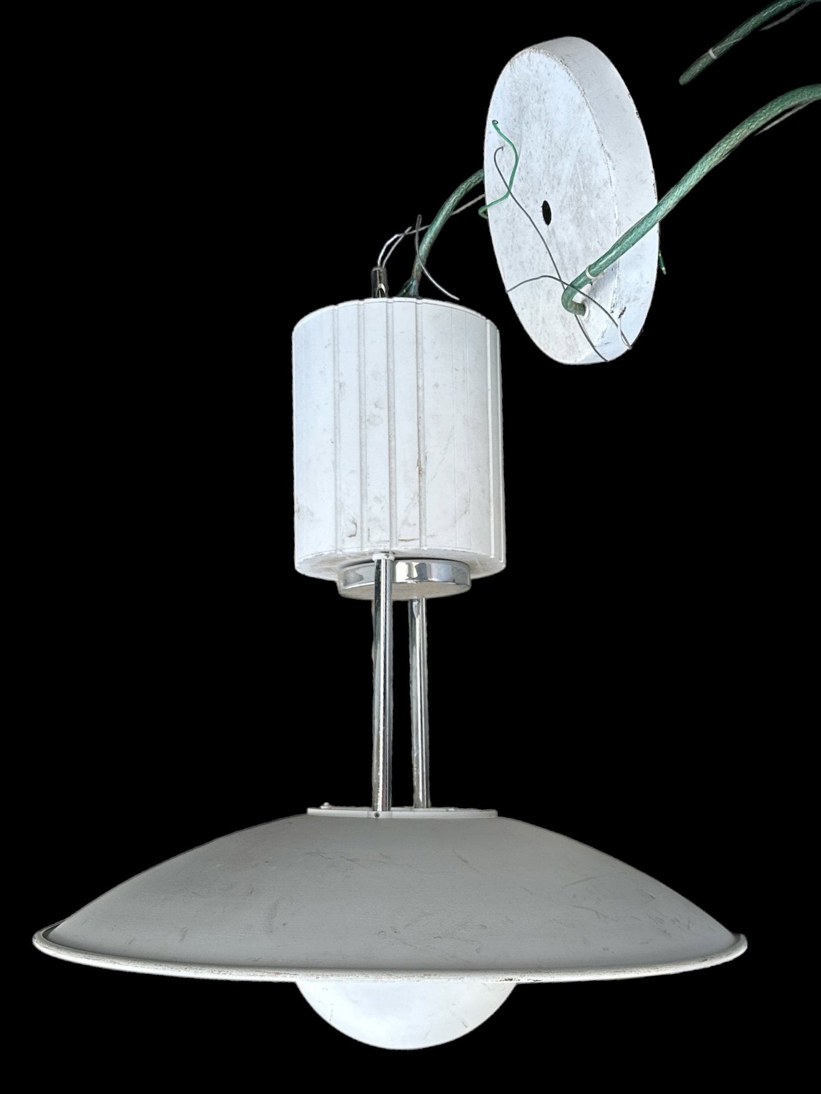 Vintage White Pendulum Reflector Lamp (1 of 5)