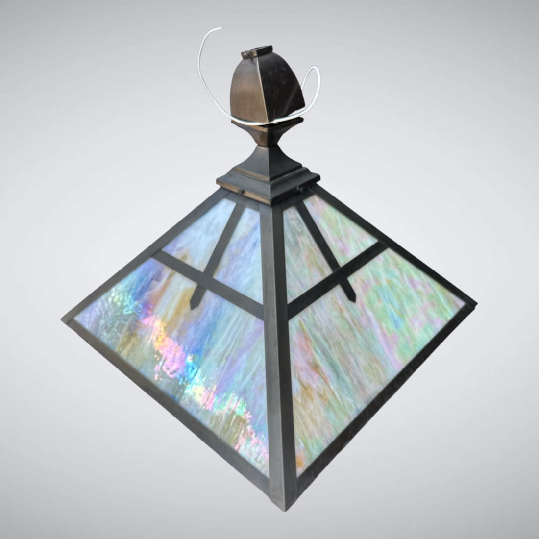 Mission-style Hanging Slag Glass Lamp 4-bulb Fixture (1 of 5)