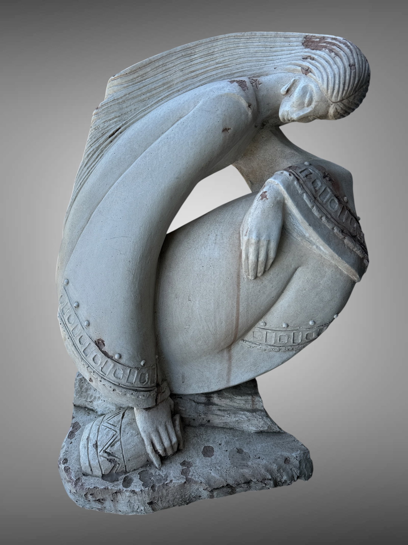 Austin Productions "Rio De Vida" Sculpture Designer Pamela Pierce: Austin Productions "Rio De Vida" Sculpture Designer Pamela Pierce. A Pueblo woman collecting water in a pottery vessel. Made from a concrete-like material. Some chipping on up-facing surfaces probably