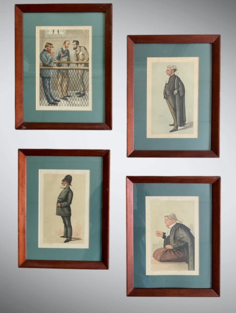 (4) Framed 19th Century Vanity Fair Caricatures by 'Spy' and 'Ape': (4) Framed 19th Century Vanity Fair Caricatures by 'Spy' and 'Ape'. Frames are nearly all the same size, but not quite. There's some cleaning to be done under the glass. 17" x 21 3/4"(largest).
