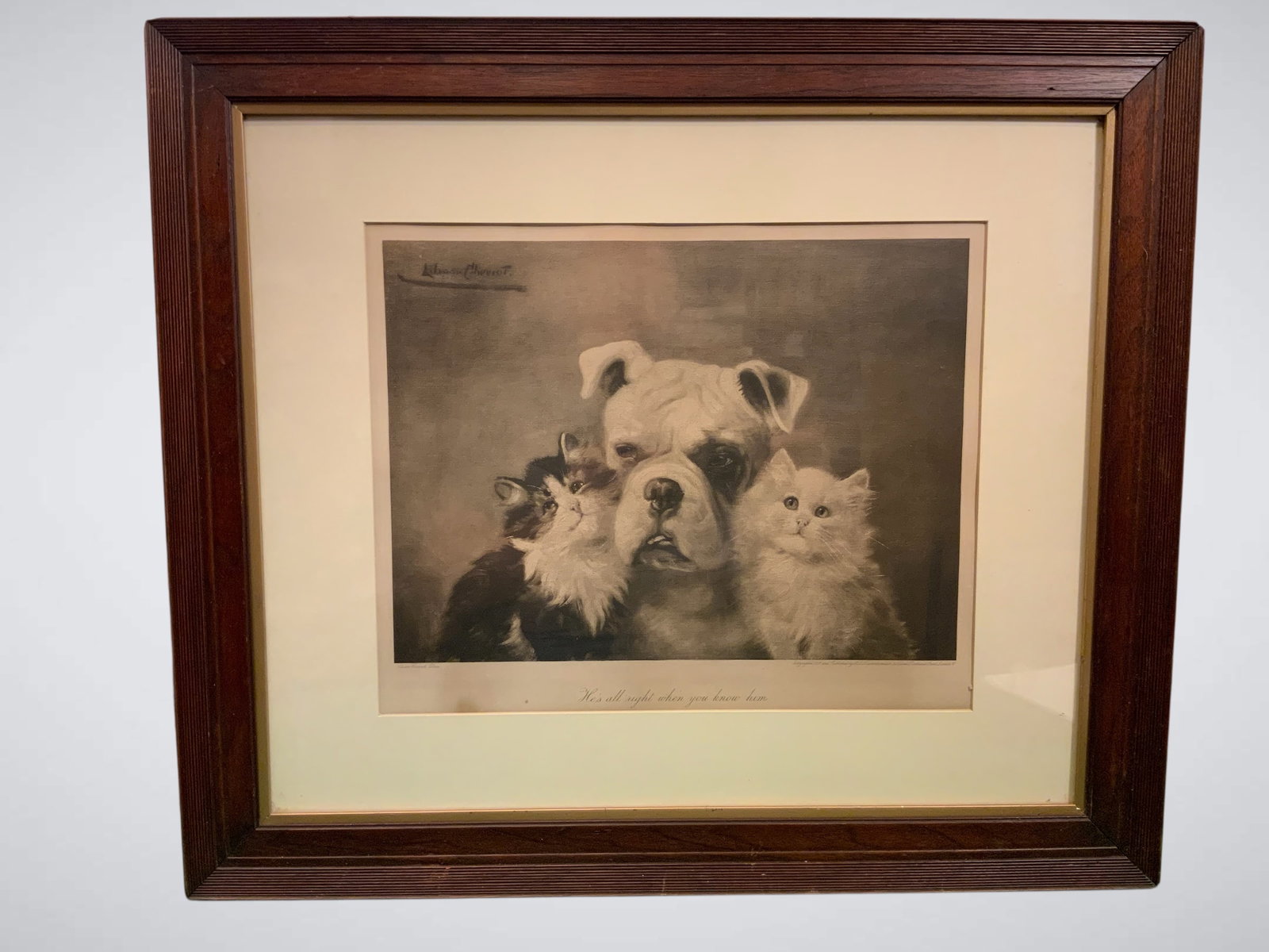 Framed Print 'The Best of Friends' "He's All Right When You Know Him" Lillian Cheviot: Framed Print 'The Best of Friends' "He's All Right When You Know Him" Lillian Cheviot. 26"x 22 1/2". .>>>>>>>>>>>>>>READ—-READ—-READ—-Shipping for this lot is available ONLY THROUGH