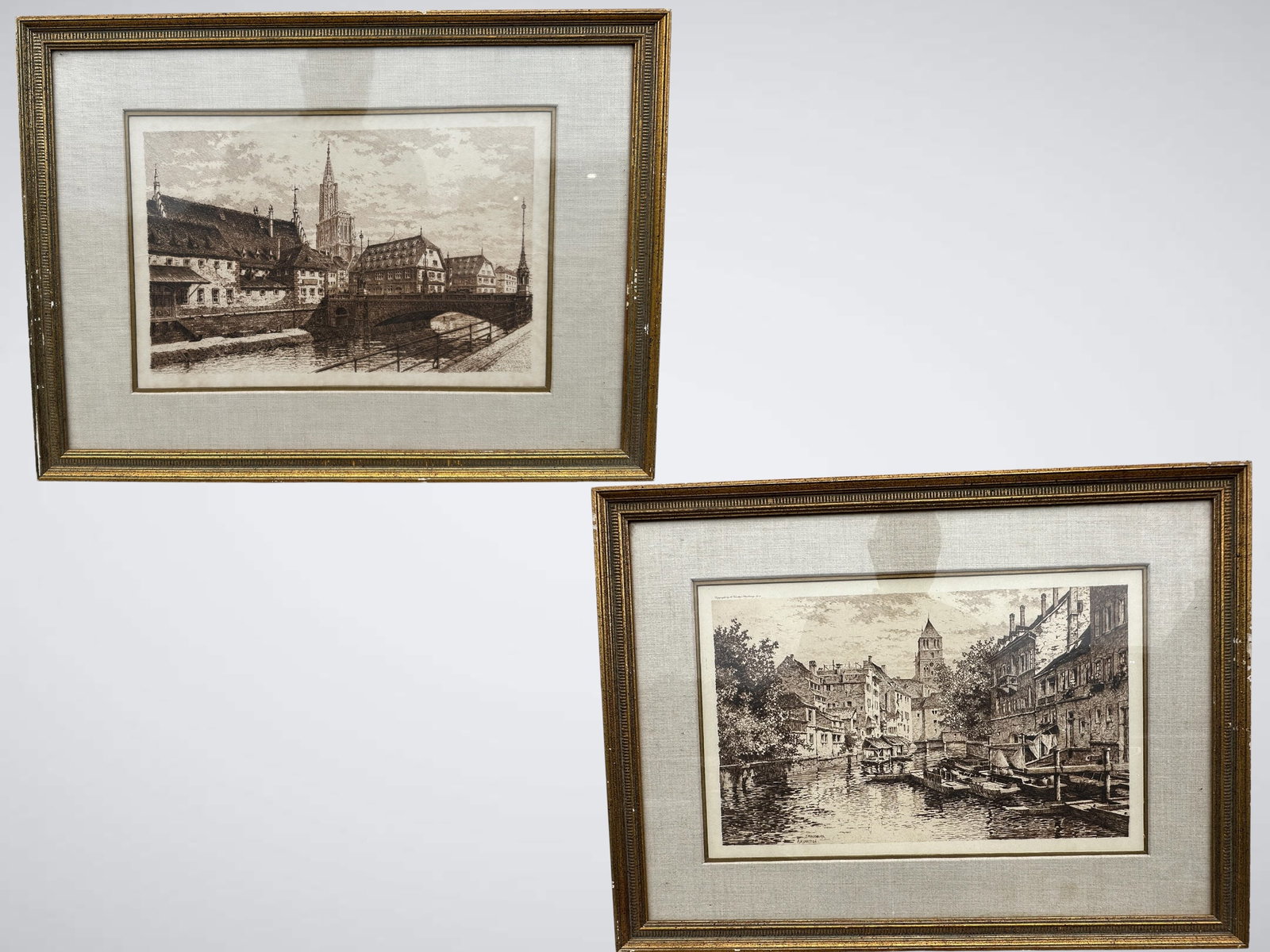 (2) Early 1900s Etching Strasbourg A. Koerttgé: (2) Early 1900s Etching Strasbourg A. Koerttgé. 16”tall x 21 3/4”wide .>>>>>>>>>>>>>>READ—-READ—-READ—-Shipping for this lot is available ONLY THROUGH LIVEAUCTIONEERS/LIVESHIPPING. 