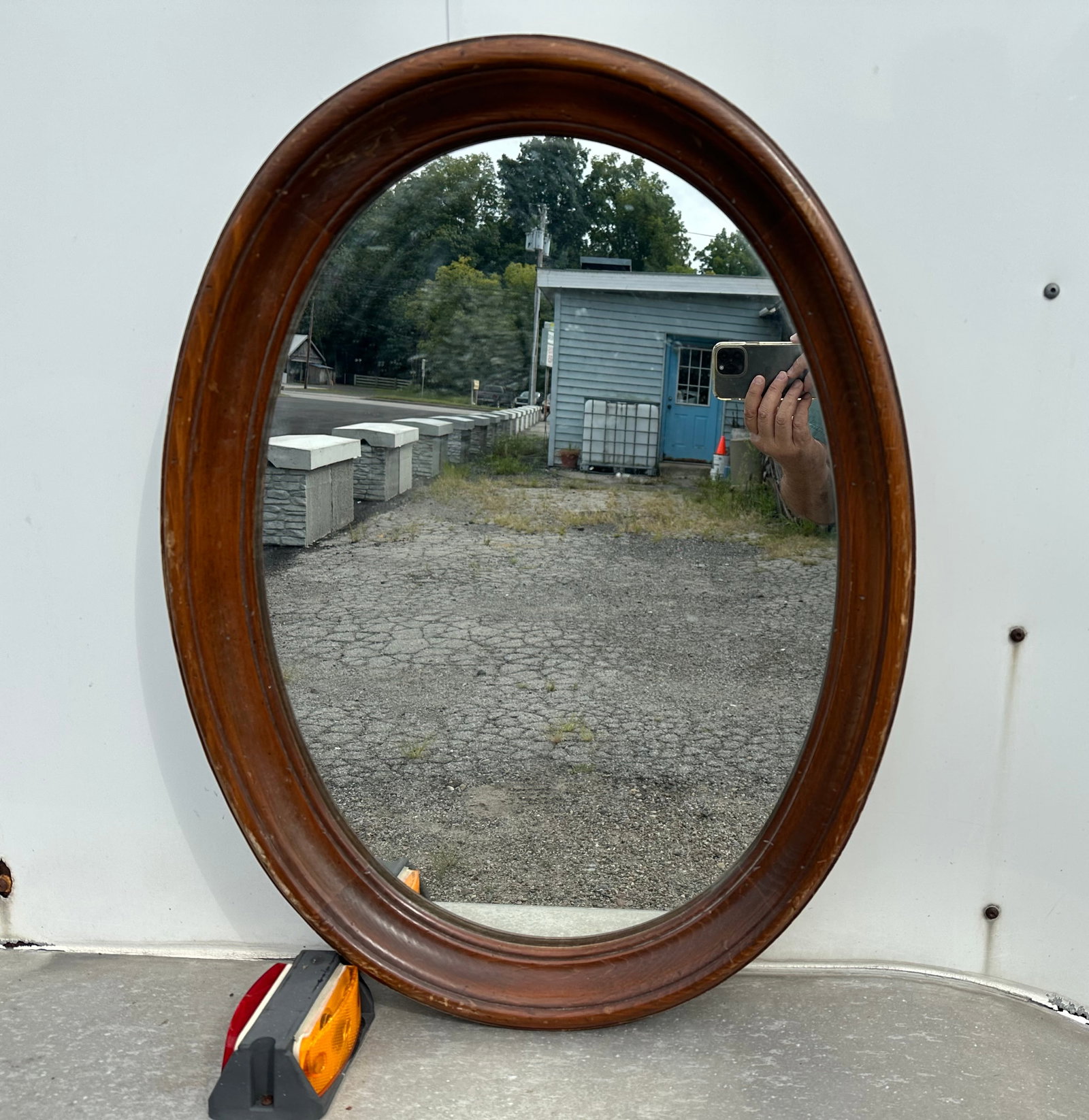 Oval Wood-framed Wall Mirror. (1 of 3)
