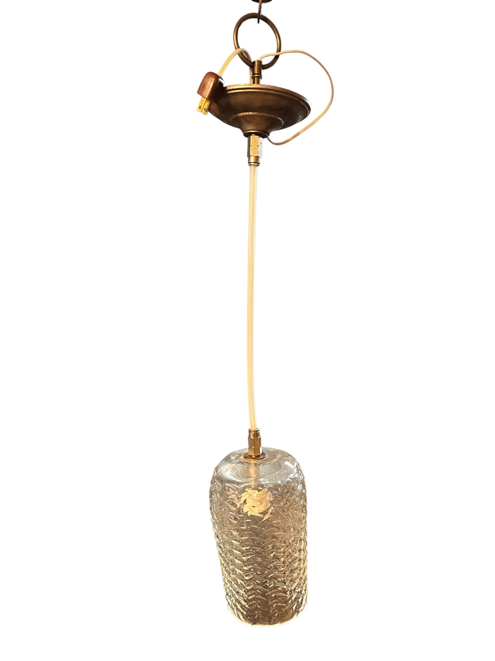Textured Glass Shade Hanging Pendant Light (1 of 3)