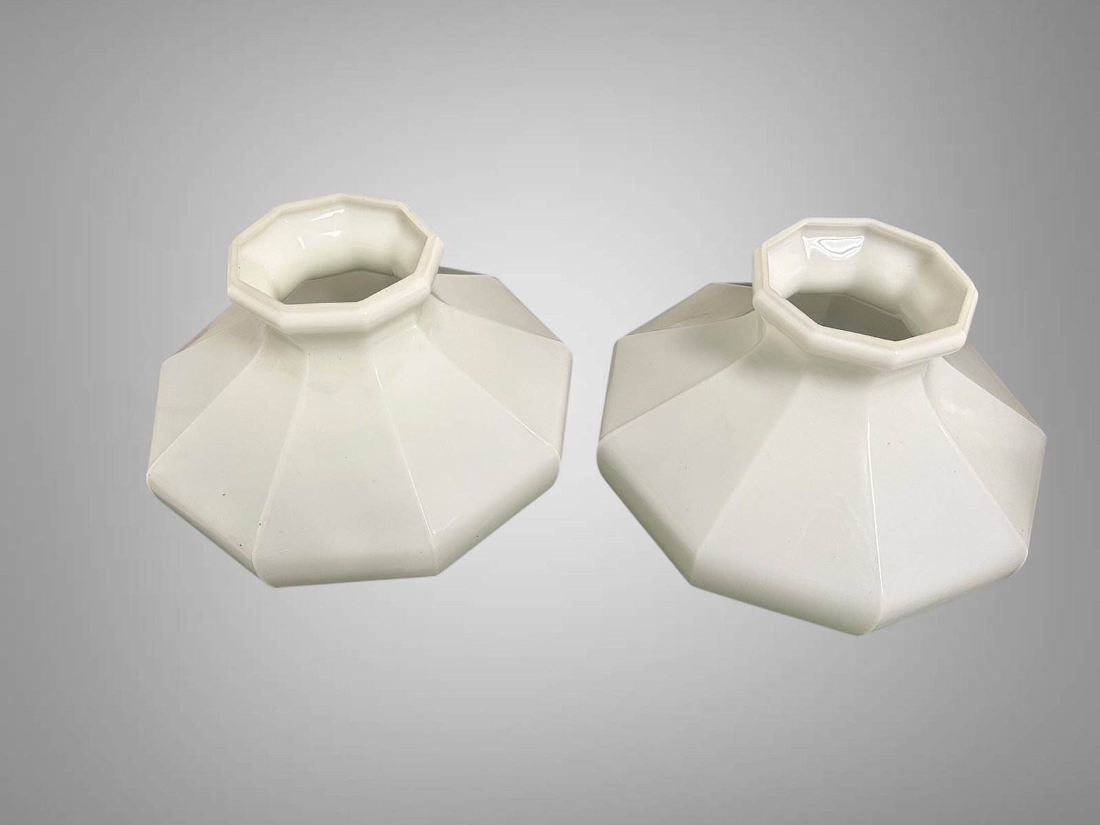 (2) Vintage Milkglass 9-sided Lamp Shades 9 3/4" Fitter Ring New, old stock (1 of 5)