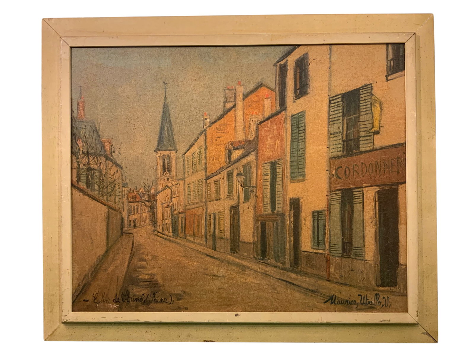 Vintage Framed Art / Wonderful Rustic Mitered Wooden Frame: Vintage Framed Art / Wonderful Rustic Mitered Wooden Frame. 29 1/4" x 35 1/4"". .>>>>>>>>>>>>>>READ—-READ—-READ—-Shipping for this lot is available ONLY THROUGH LIVEAUCTIONEERS/LIVESHIPPING. We 