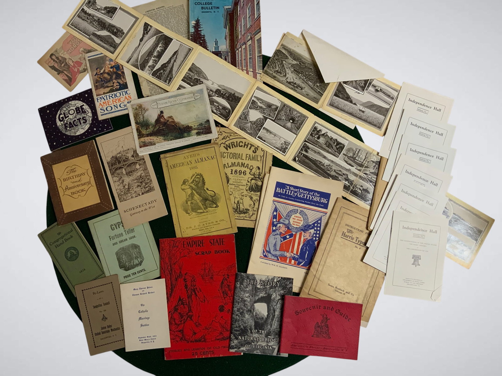 Ephemera: 1895 & '96 Almanacs - Souvenir Paper - Kingston Photos - Hartwick College -etc.: Ephemera: 1895 & '96 Almanacs - Souvenir Paper - Kingston Photos - Hartwick College - etc. 2" x 12" x12". .>>>>>>>>>>>>>>READ—-READ—-READ—-Shipping for this lot is available ONLY THROUGH LIVEAUC