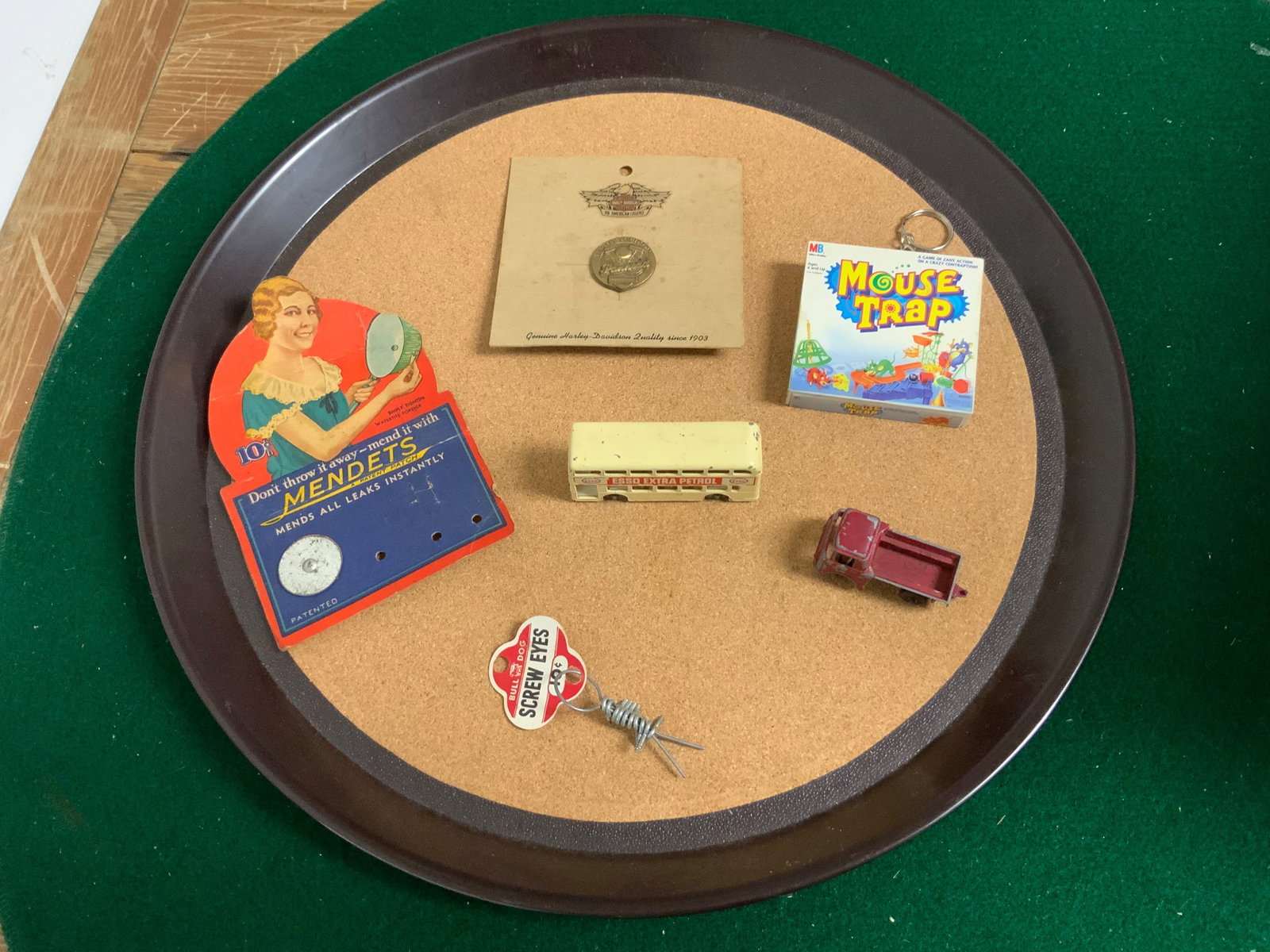 Tray: Estate items - Matchbox Series No. 74 Daimler Bus - TootsieToy Truck - Mendets - Harley Panhen (1 of 11)