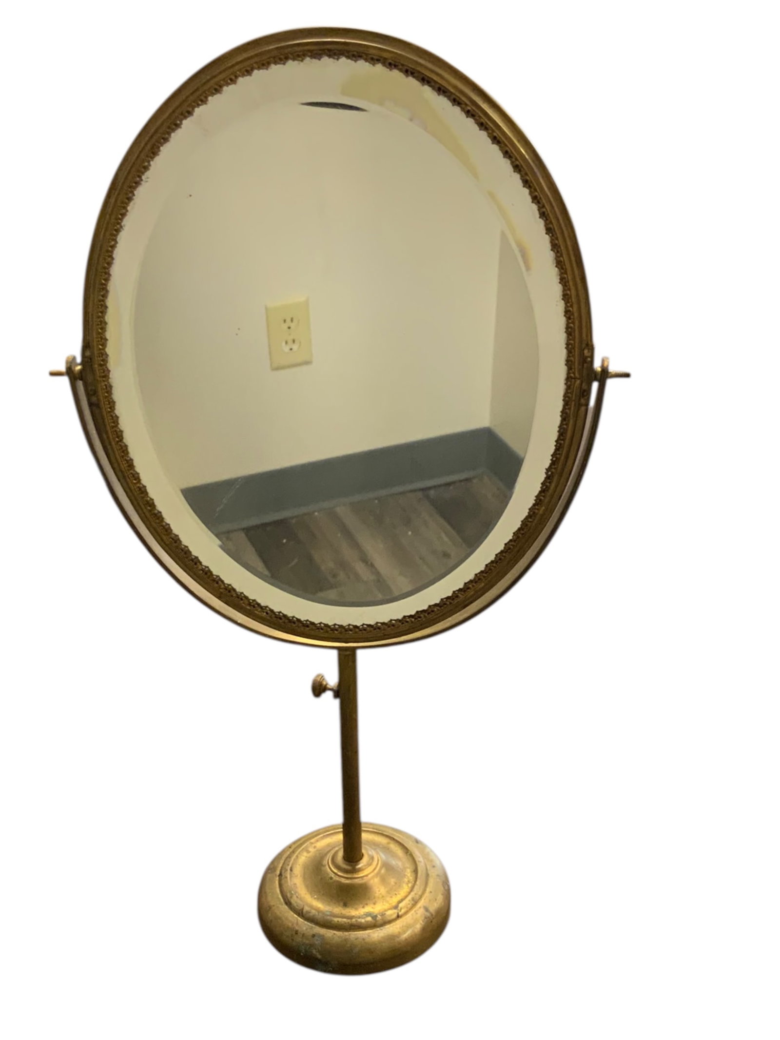 Vintage Brass / Brass-tone Tabletop Vanity Mirror (1 of 3)