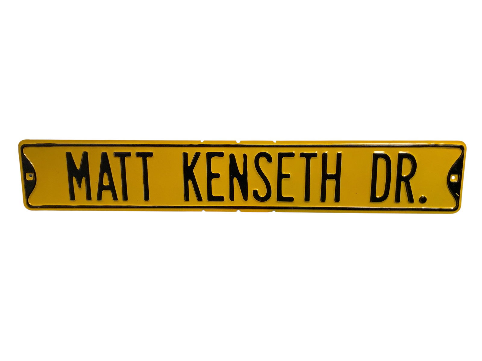 Novelty Metal MATT KENSETH DR. Street Sign: Novelty Metal MATT KENSETH DR. Street Sign. Single-sided. 6" x 36". .>>>>>>>>>>>>>>READ—-READ—-READ—-Shipping for this lot is available ONLY THROUGH LIVEAUCTIONEERS/LIVESHIPPING. We advise all b