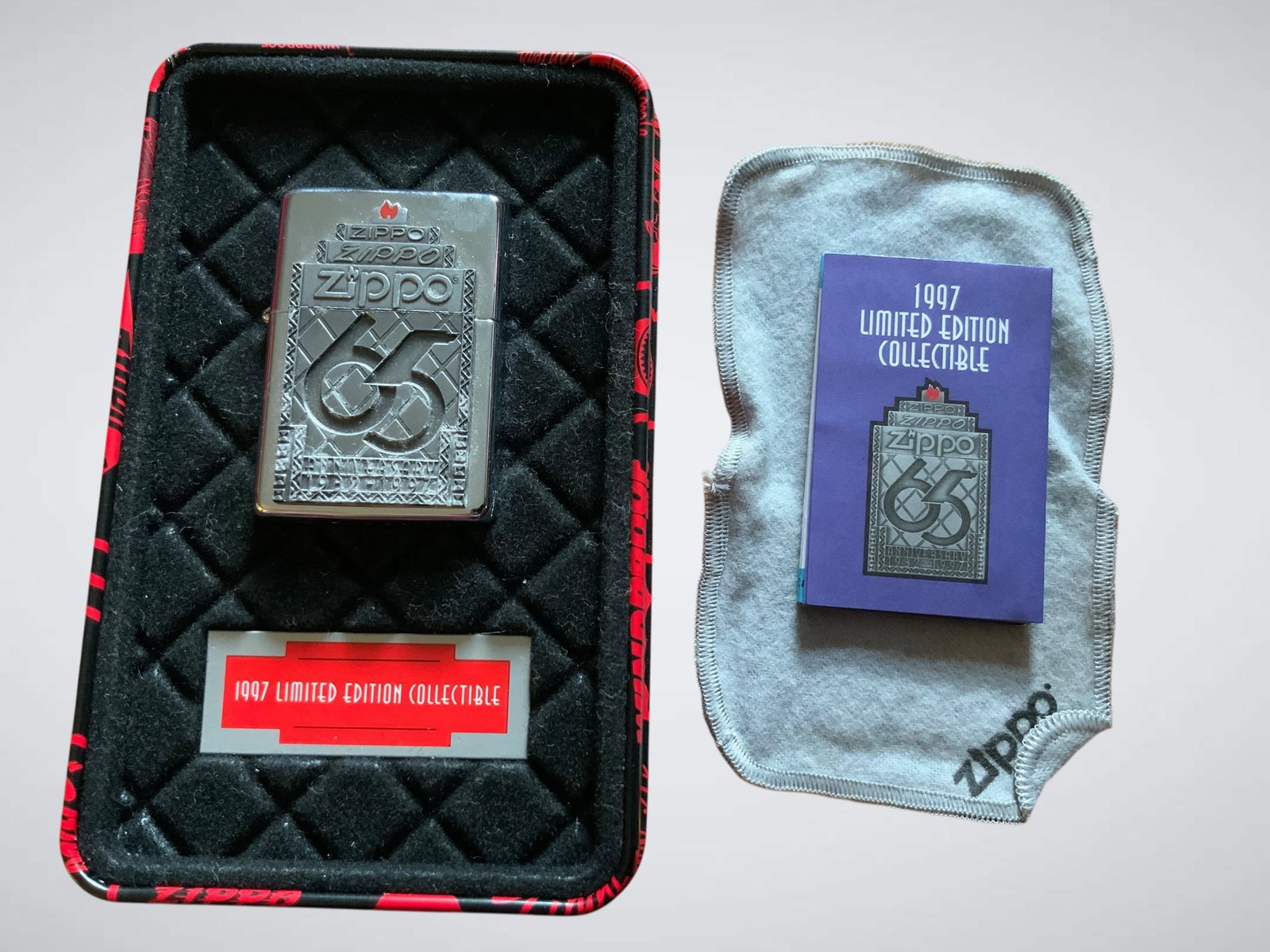 1997 Zippo 65th Anniversary Commemorative Limited Edition Collectible Lighter in its original tin (1 of 5)