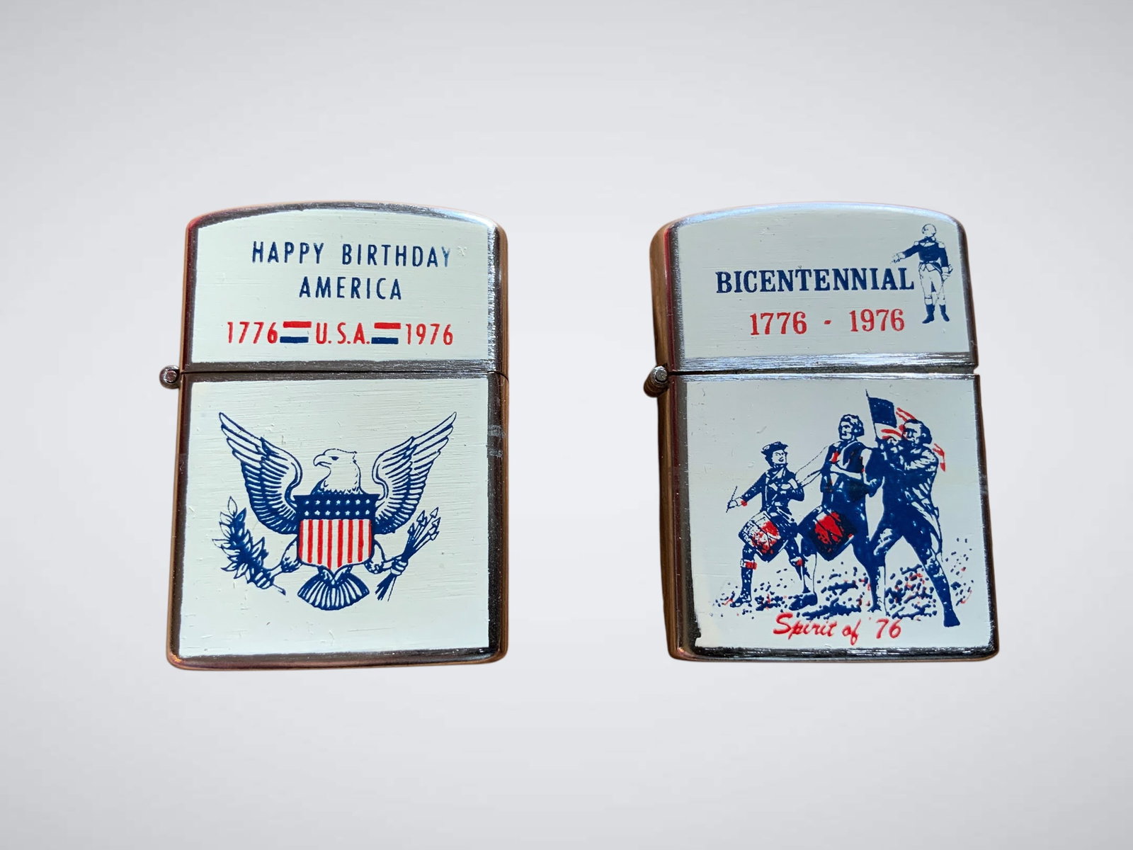Vintage NOS Zippo Lighters HAPPY BIRTHDAY AMERICA & BICENTENNIAL 1776 - 1976 Unused (1 of 5)