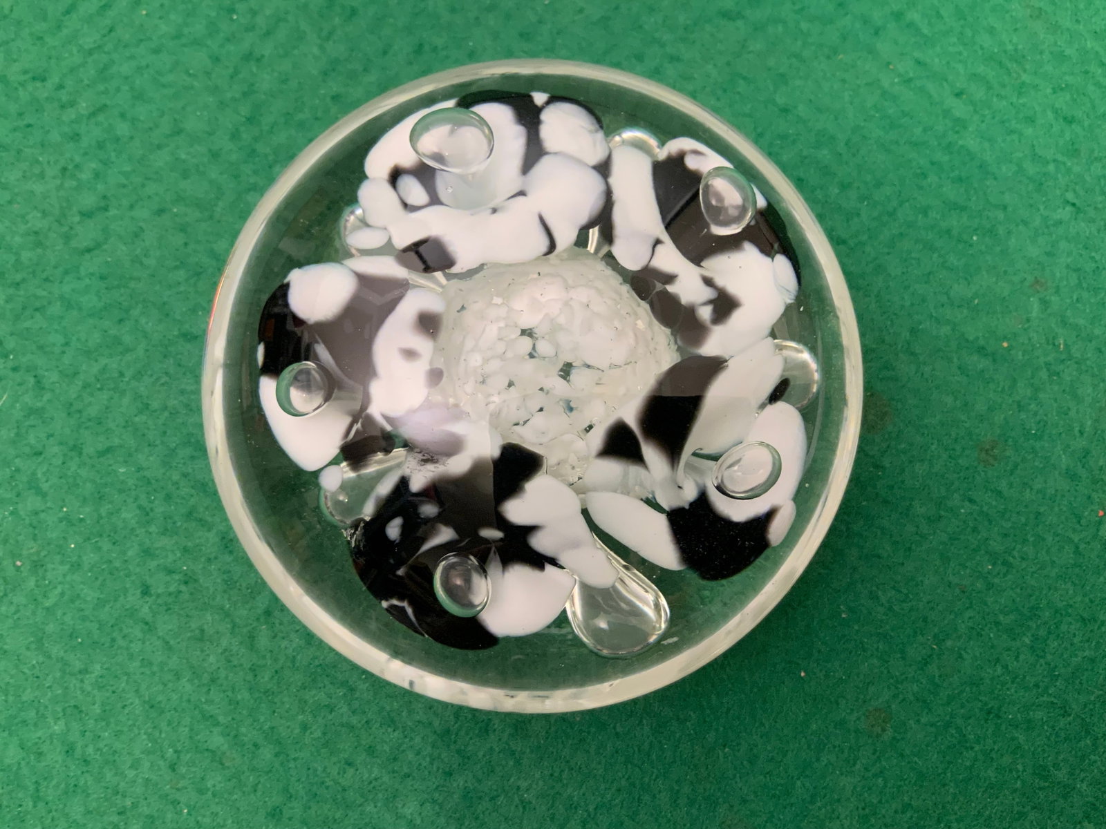 Black & White Floral PAPERWEIGHT w/ Controlled Bubbles Monte Dunlavy (1 of 7)