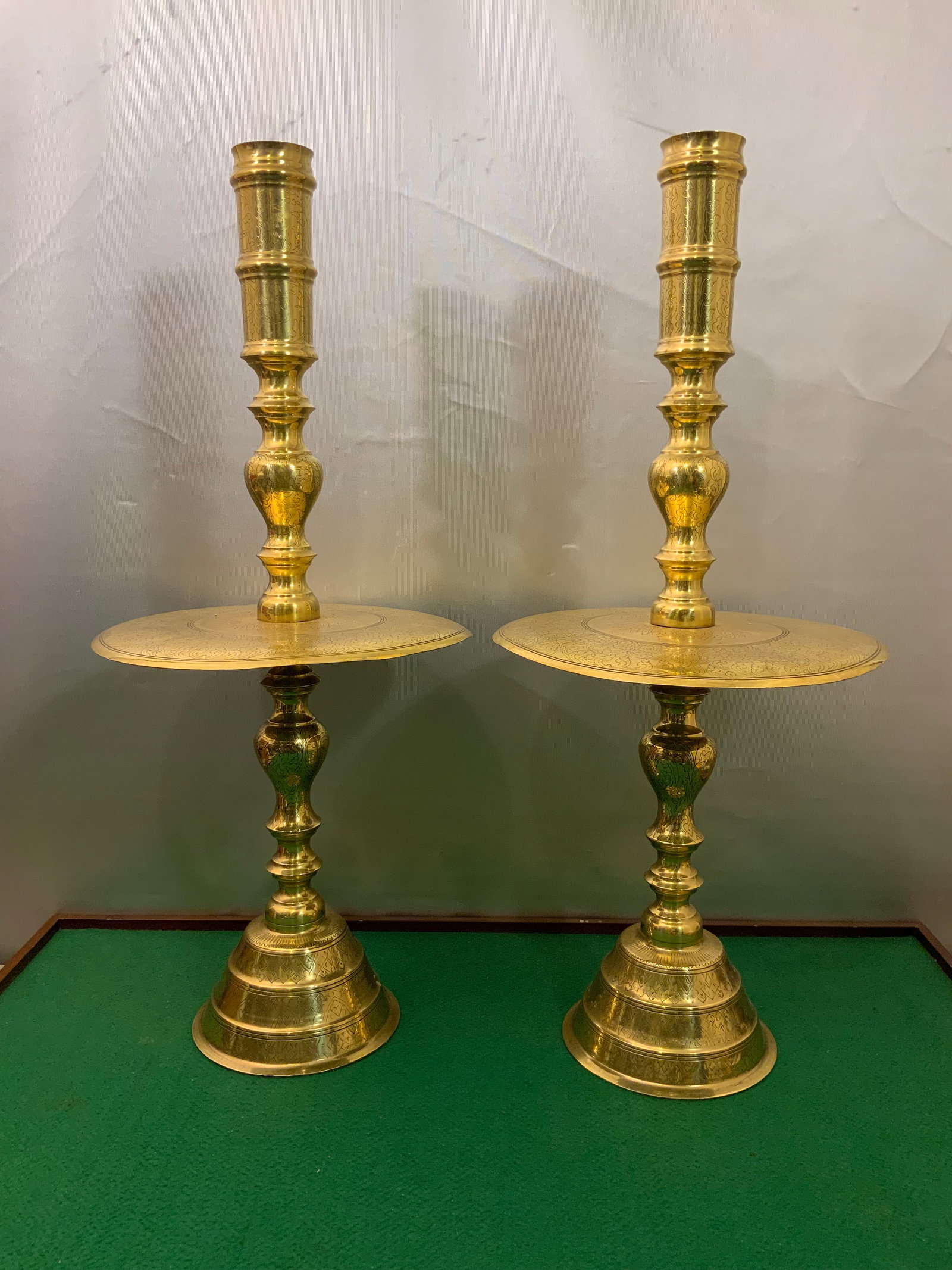 Pair Polished Brass Floor / Altar CANDLE STICKS (1 of 6)