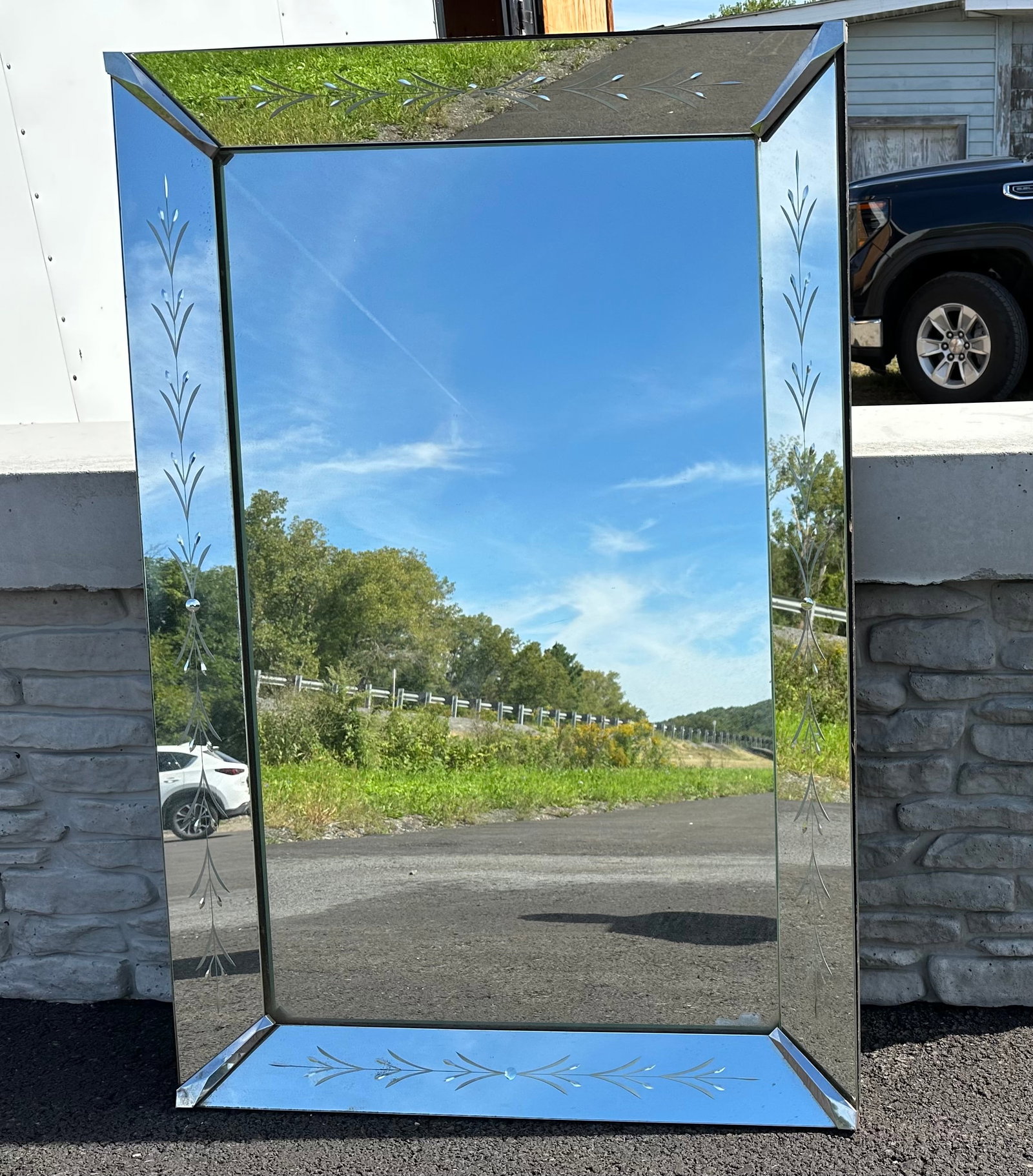 Large Venetian-style Mirror: GET A SHIPPING QUOTE BEFORE YOU BID. . Large Venetian-style Mirror. 33 1/2” x 49 1/2”. .>>>>>>>>>>>>>>READ----READ----READ----Shipping for this lot is available ONLY THROUGH