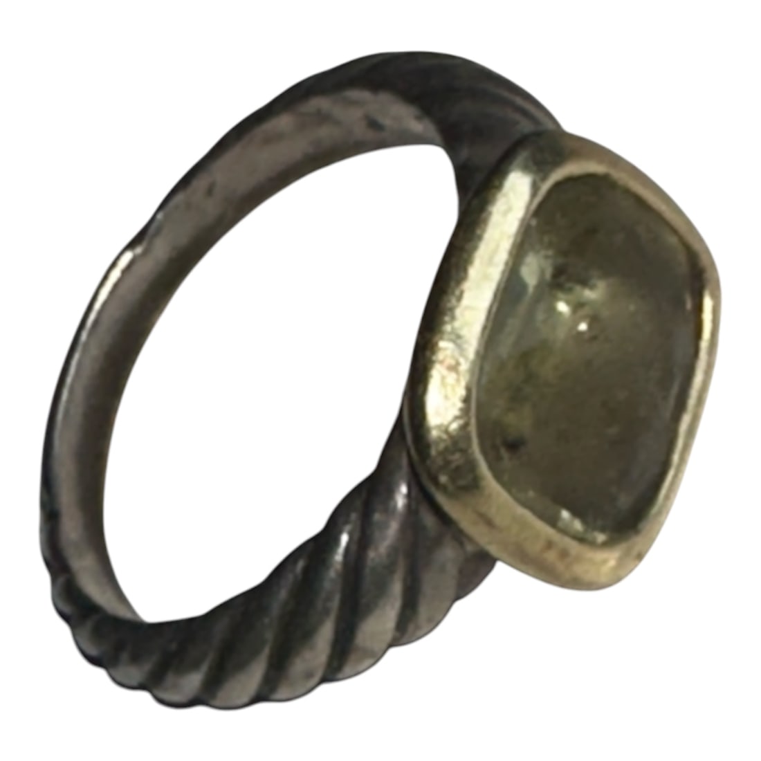 David Yurman Twisted Cable Sterling Ring w/ Faceted Stone Size 6.5-7: GET A SHIPPING QUOTE BEFORE YOU BID. . David Yurman Twisted Cable Sterling Ring Size 6.5-7. References suggest the presence of 18k gold but while the setting looks like gold, I don’t see any marking