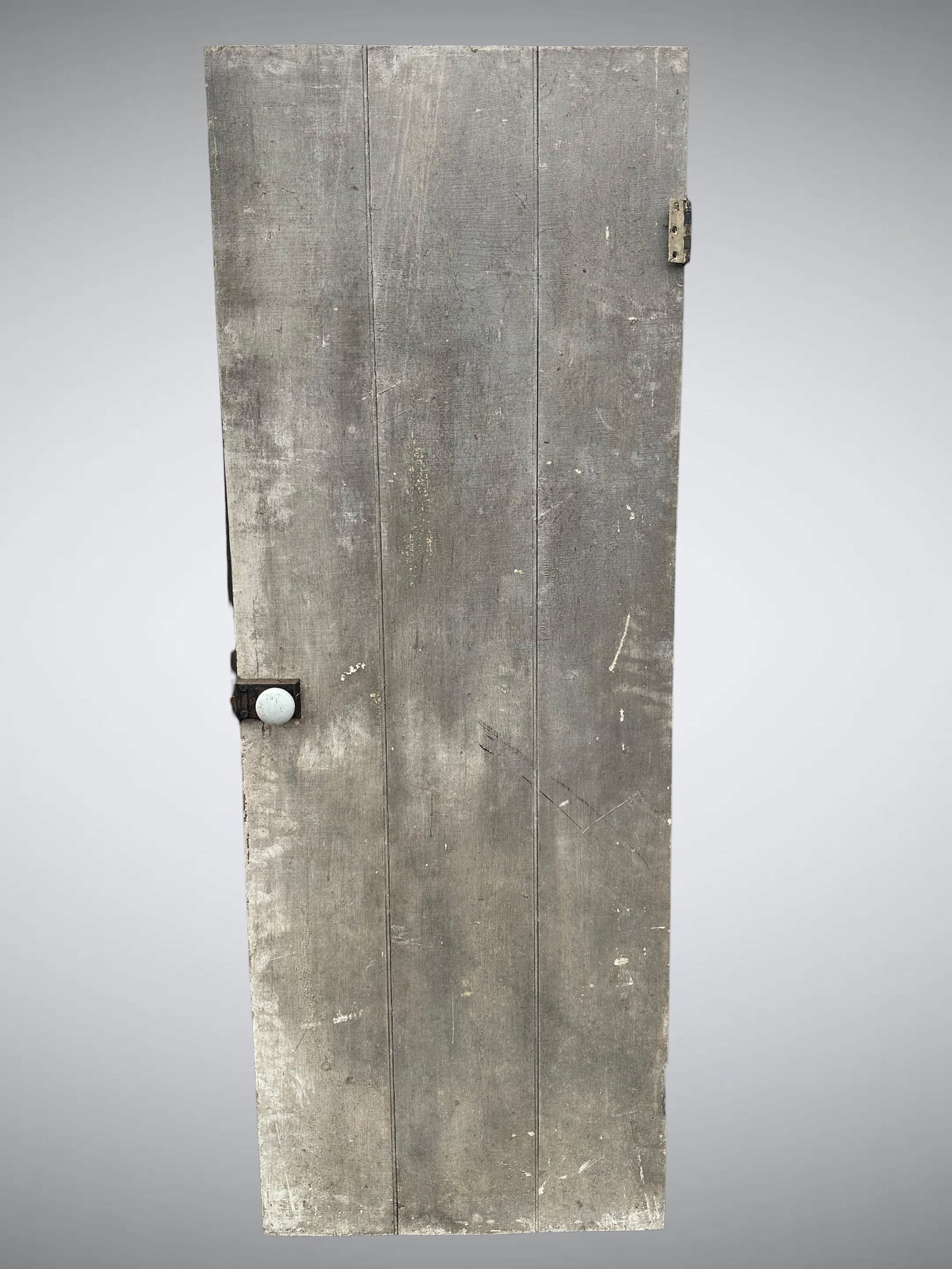 Architectural Salvage Vintage Vertical Plank Wood Door With Attached Hardware (1 of 3)