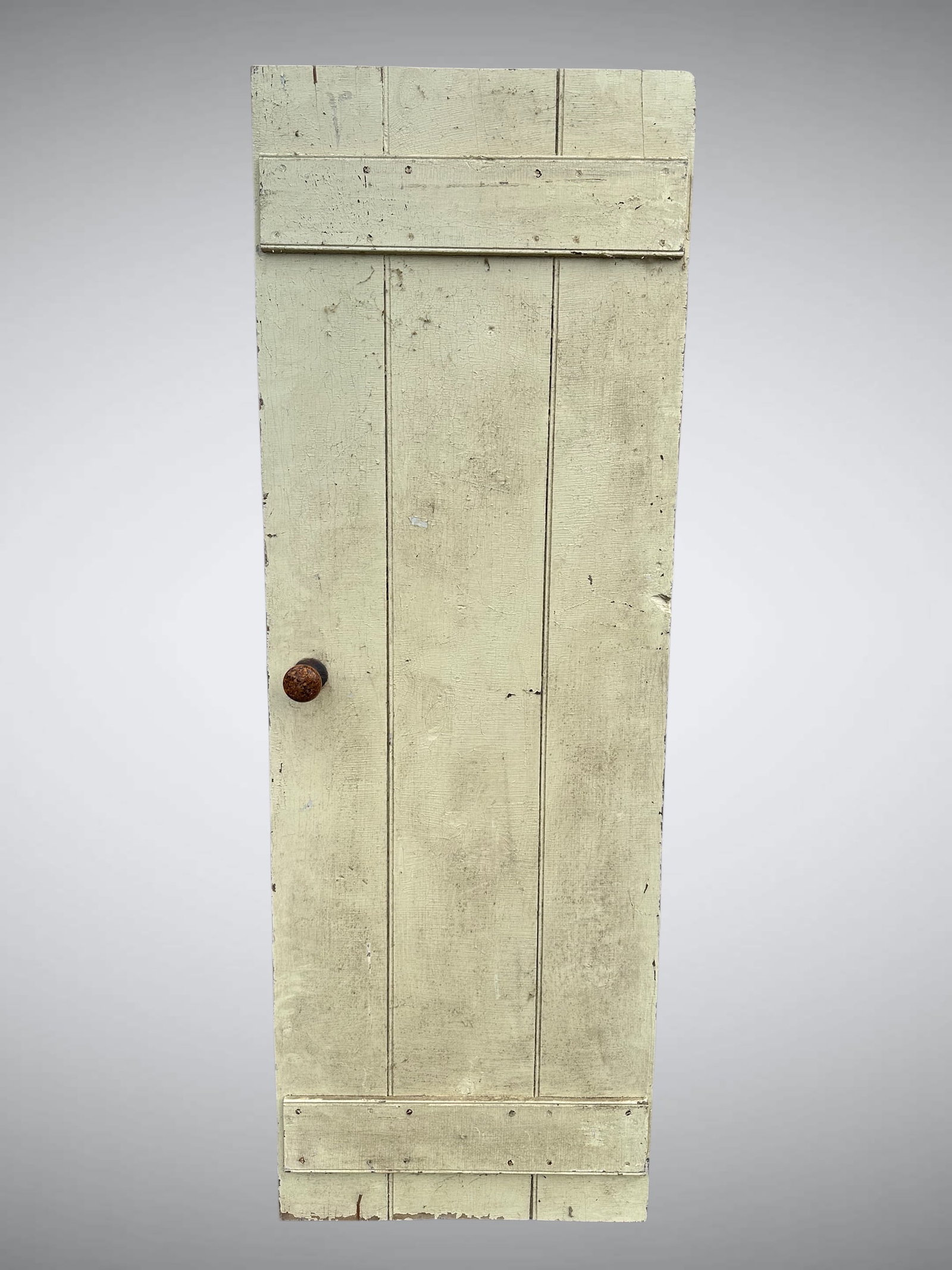 Architectural Salvage Vintage Vertical Plank Wood Door With Attached Hardware (1 of 4)