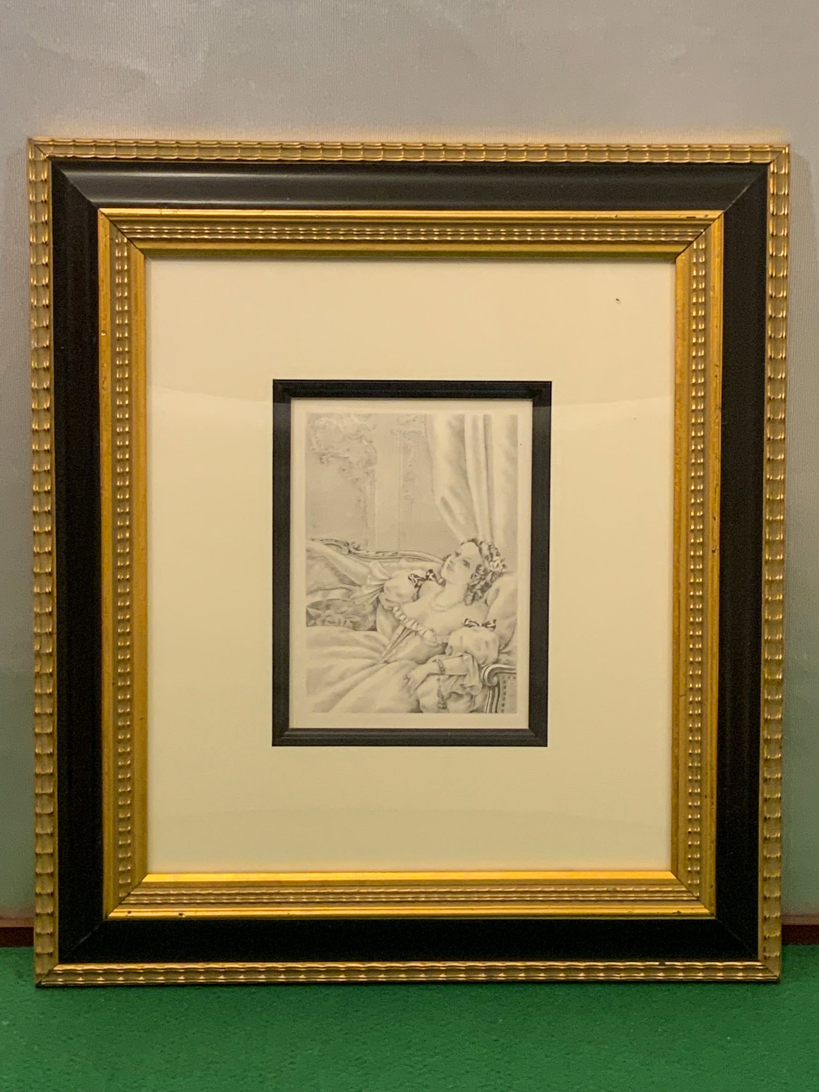 Framed Lithograph FEMME EN REPOS Umberto Brunelleschi w/ Certificate of Authenticity (1 of 5)