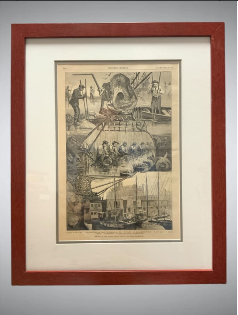 Framed Harper's Weekly "Opening of the Oyster Season" (1 of 5)