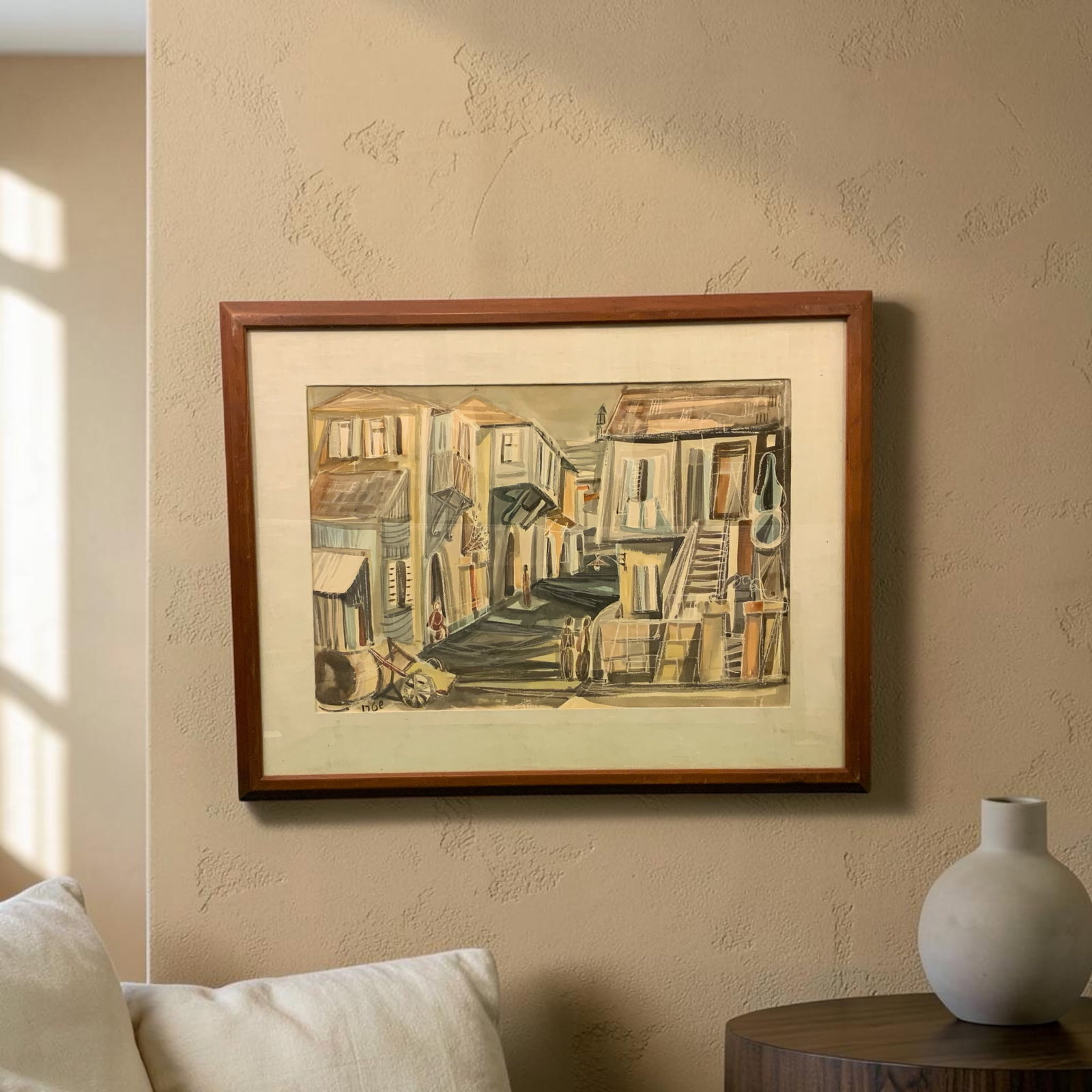 Framed Matted Watercolor JERUSALEM ALLEY Yossi Stern Signed (1 of 6)