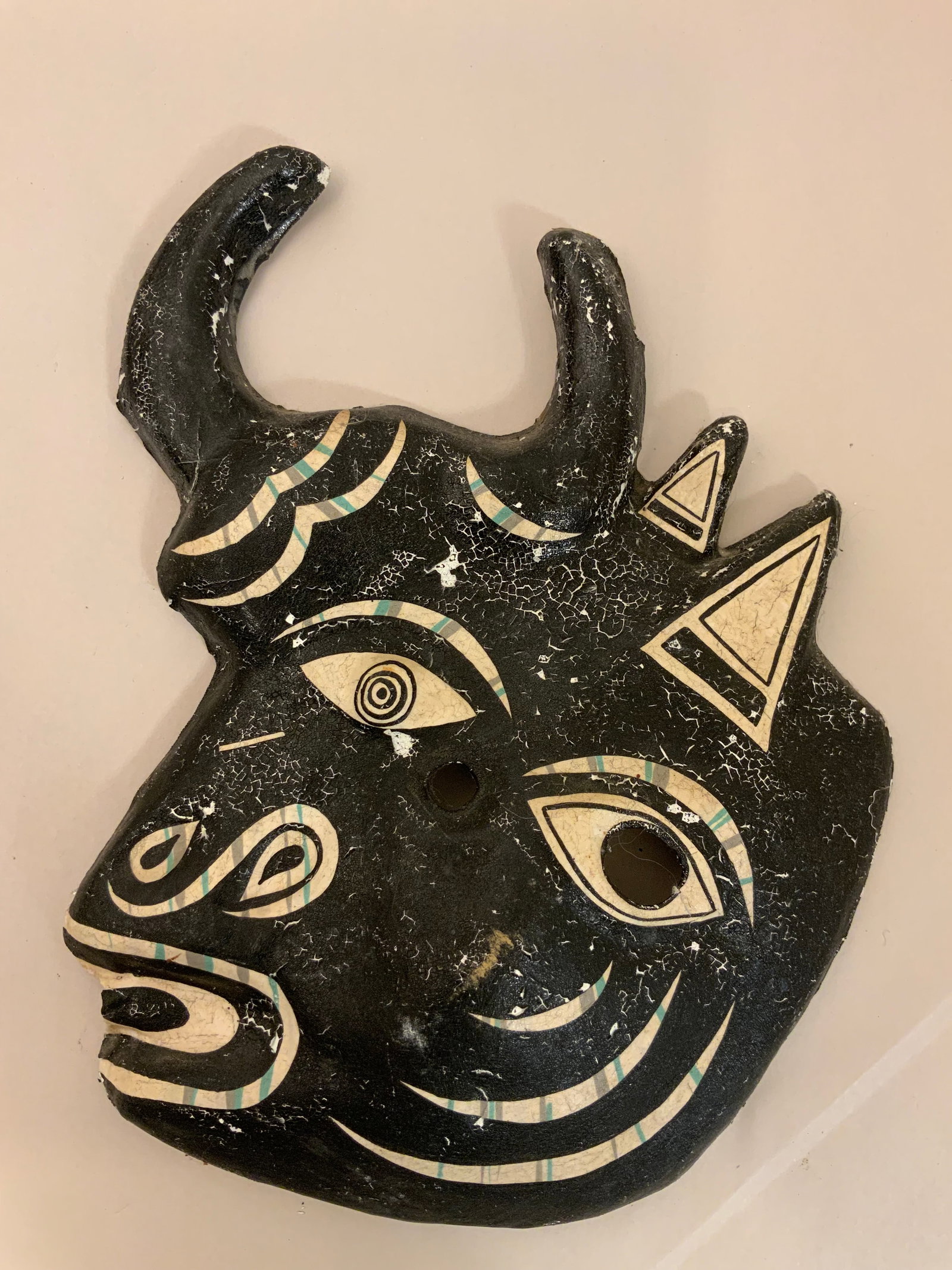 Pressed/molded Fiberboard Folk Art BULL MASK Wall Hanging Probable Latin American: GET A SHIPPING QUOTE BEFORE YOU BID .Pressed/molded Fiberboard Folk Art BULL MASK Wall Hanging Probable Latin American. 3" x 11" x 15". .>>>>>>>>>>>>>>READ----READ----READ----Shipping for this lot is 