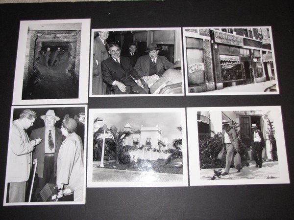 6pc Al Capone Related UPI B&W File Press Photos: 6pc Al Capone Related UPI B&W File Press Photos - 8"x10" with UPI markings on back side along with file numbers and captions. 1) Workmen digging through the walls of Capones vault in the basement of t
