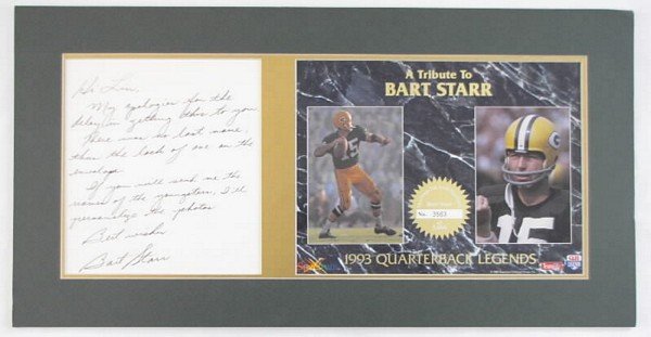 LE Bart Starr QB Legend Photo wHandwritten Letter