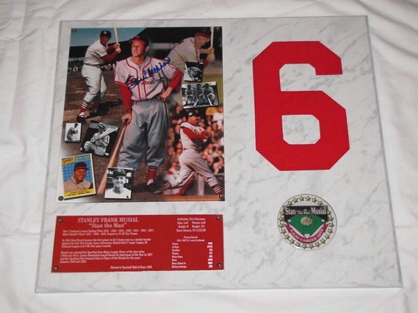 Authentic Signed Stan Musial Photo & Plaque