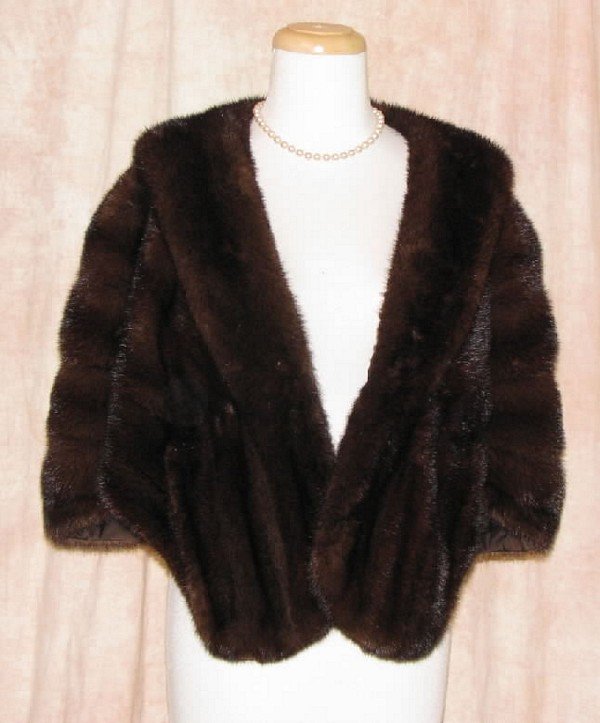 Vintage Mahogany Mink Fur Shrug Stole Bolero Wrap