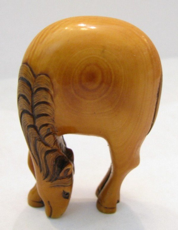 Edo Japanese Ivory Horse Netsuke Signed